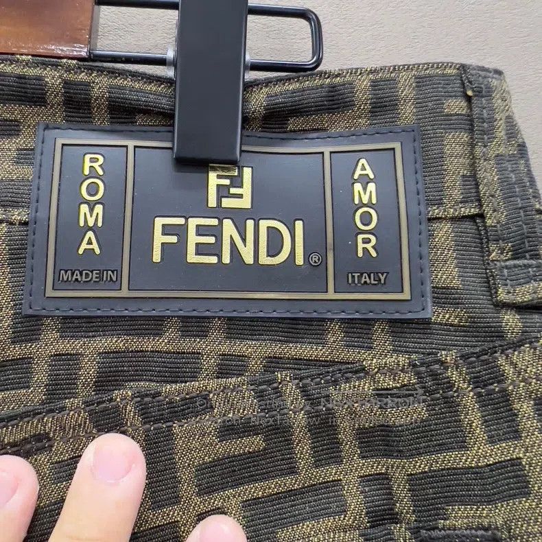 Fendi Fendi Brown Logo Full Print Pocket Straight Jeans Size US 32 / EU 48 - 3 Thumbnail