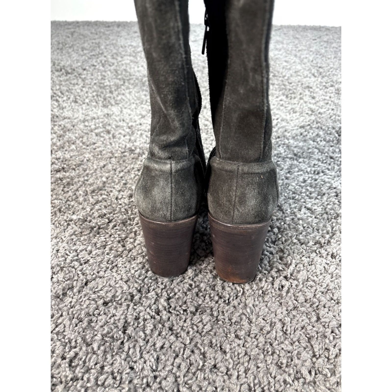Vince Camuto Vince Camuto Karita Over the Knee Boot Gray 8M Suede Stretch Riding Pull On Women Wheels? Size US 8 / IT 38 - 5 Thumbnail