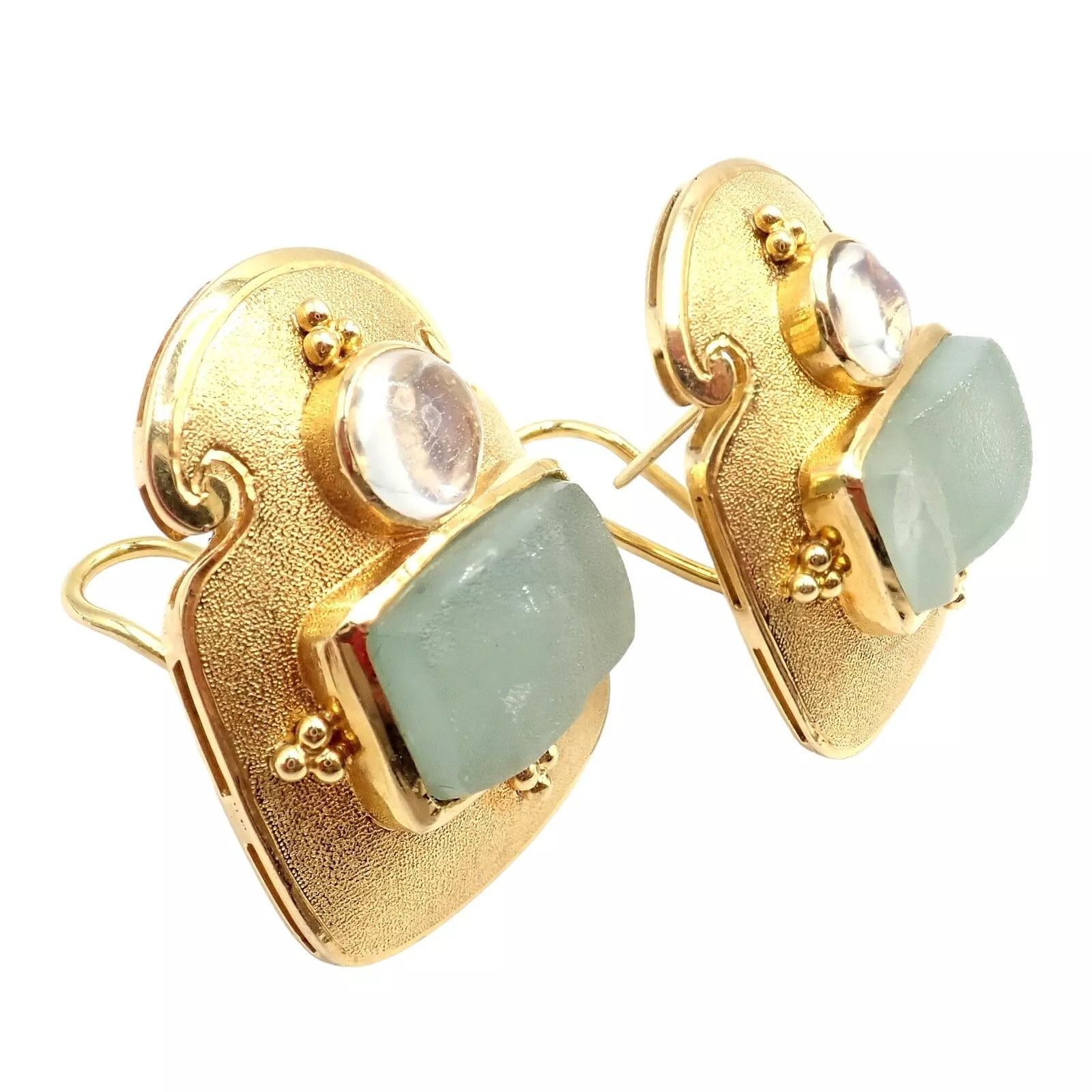 Vintage Paula Crevoshay 18k Gold Smithsonite Moonstone Earrings OOAK Size ONE SIZE - 11 Thumbnail