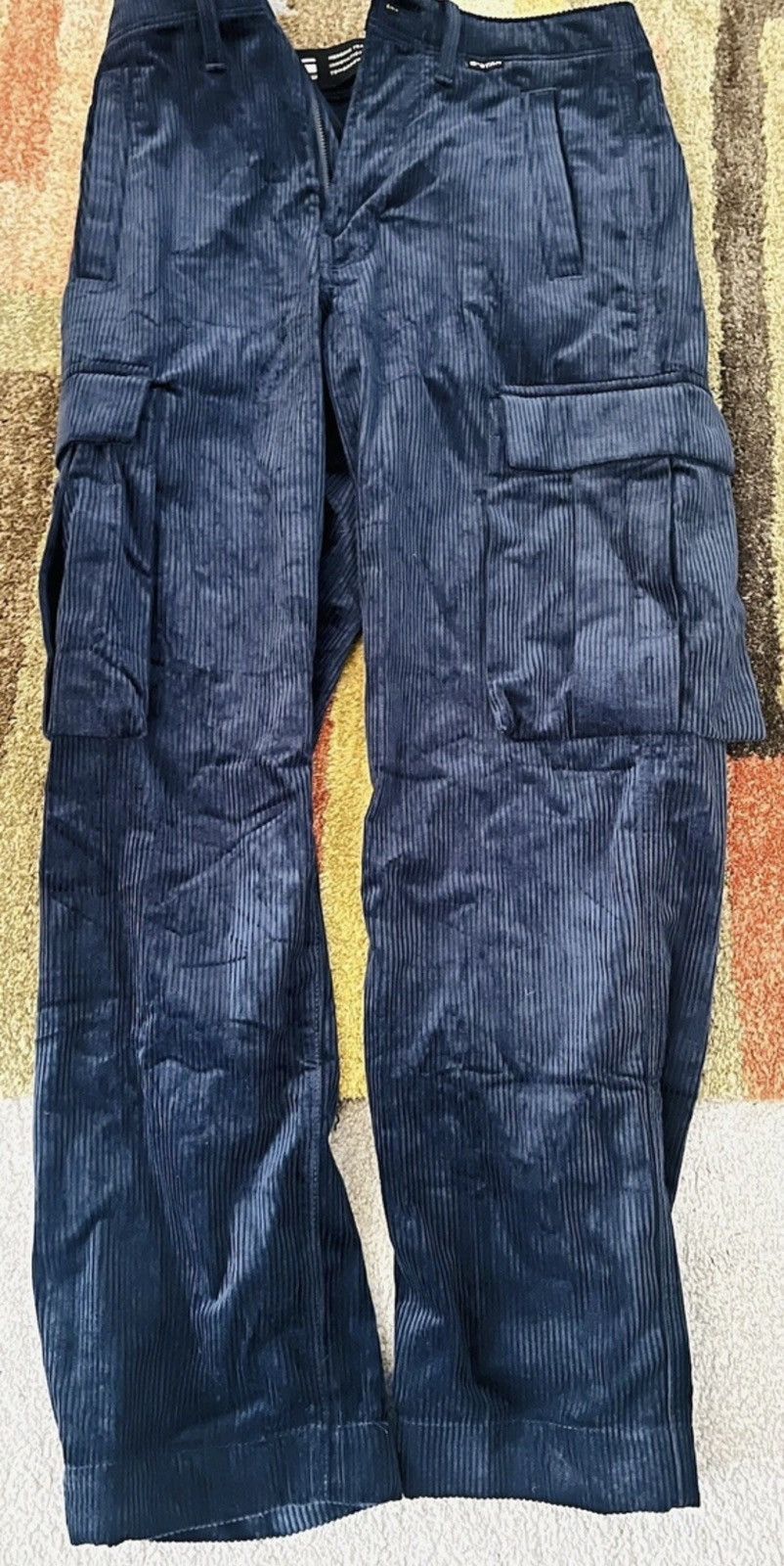 G-Star G Star Raw Pants Men's RENATO STRAIGHT CARGO Corduroy Navy Size US 28 / EU 44 - 2 Thumbnail