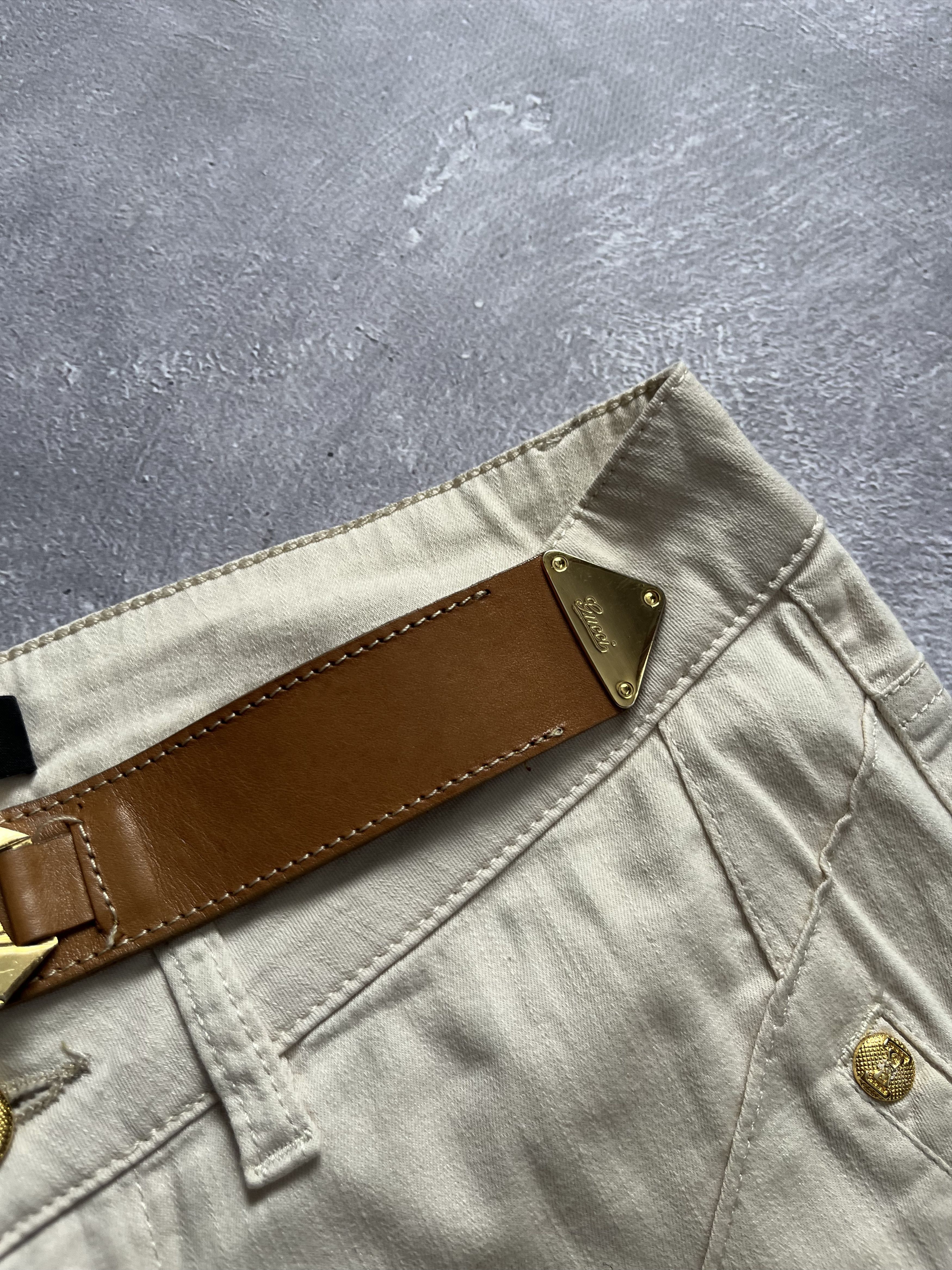 Gucci Gucci Era Tom Ford With Snap Buckle Logo Beige Pants Size 29" - 11 Thumbnail