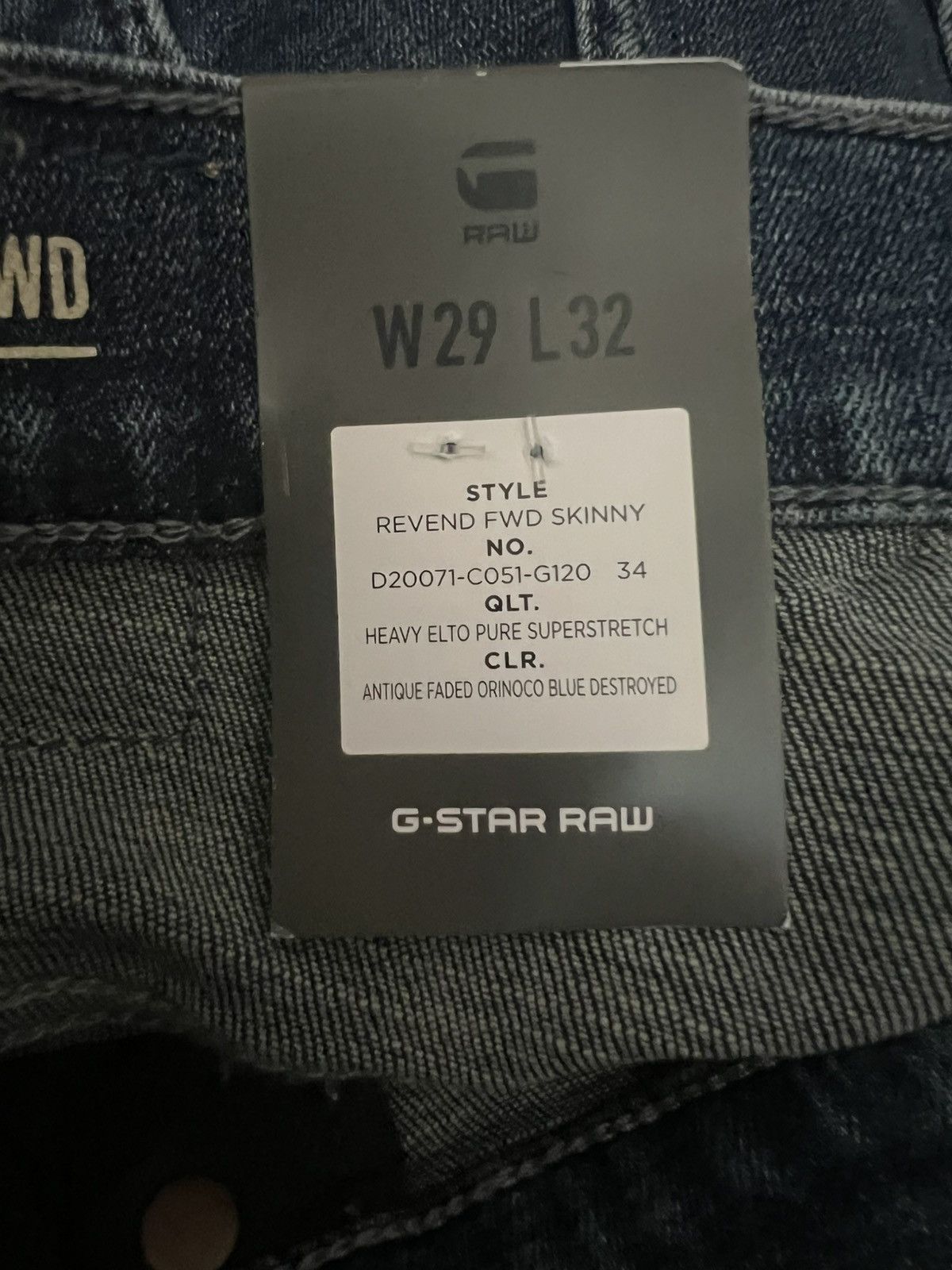 G-Star G-Star Raw Mens 3301 Slim Jeans Denim $170 Gray Size 29/32 Size US 29 - 7 Thumbnail