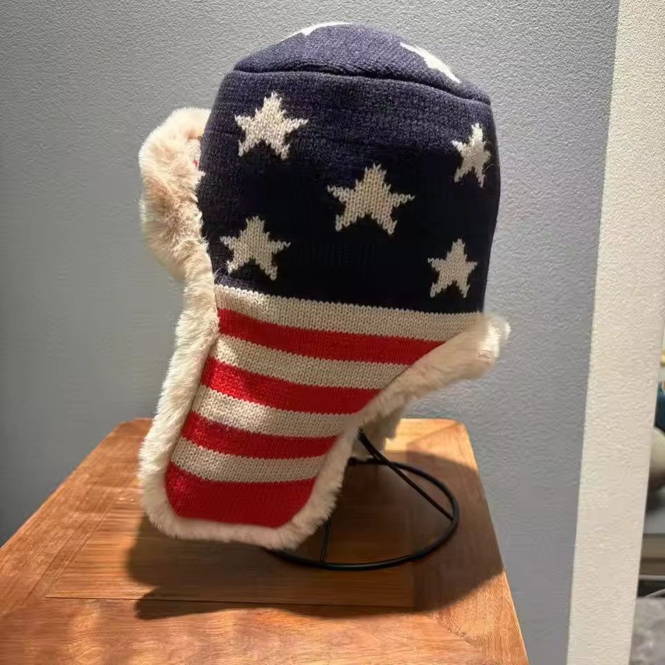 Japanese Brand Striped Color Blocked Star Knitted Cap Size ONE SIZE - 2 Thumbnail