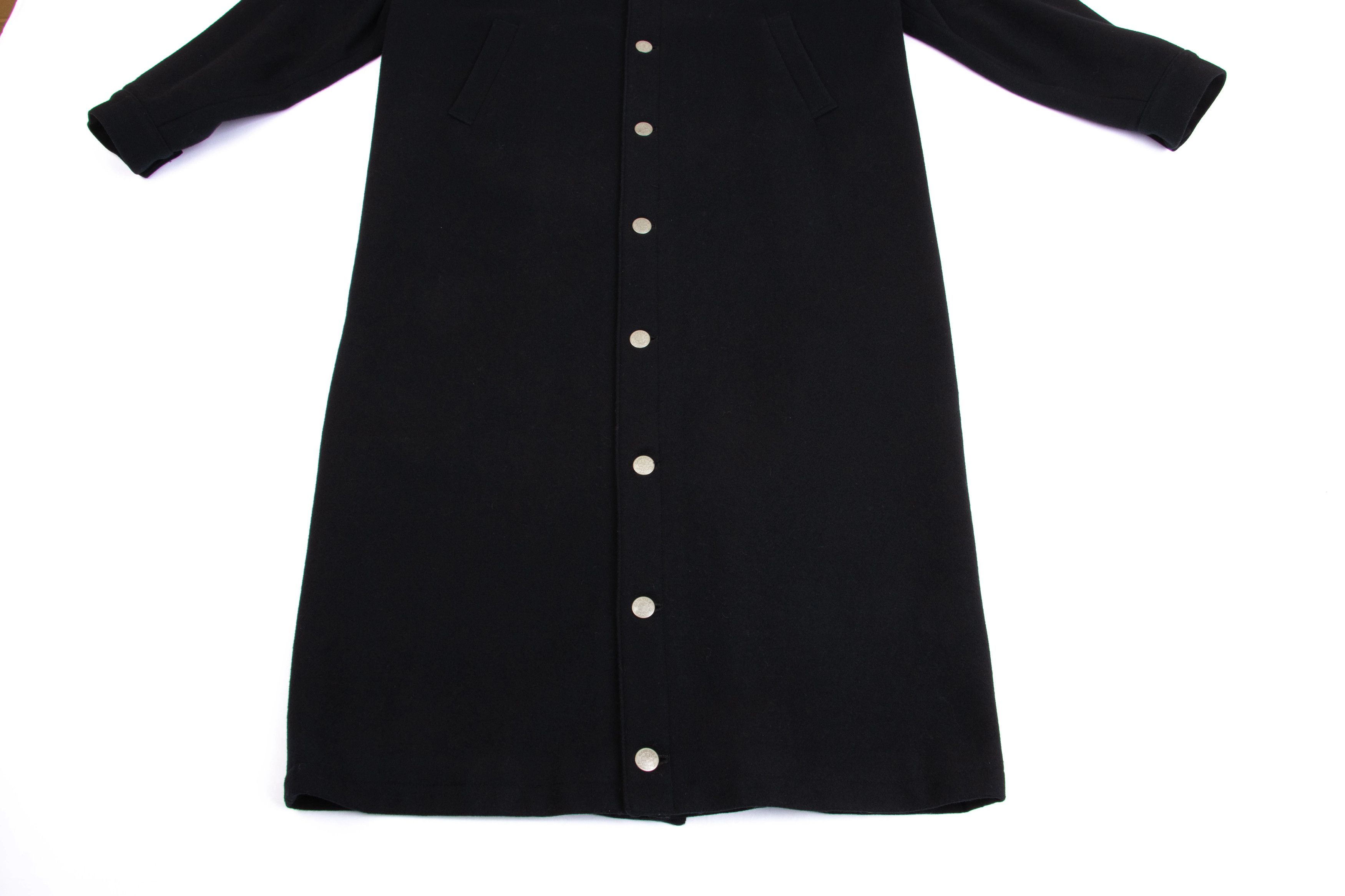 Jean Paul Gaultier Melton Wool Metal Logo Button Long Coat in Black 48 Size US M / EU 48-50 / 2 - 8 Thumbnail