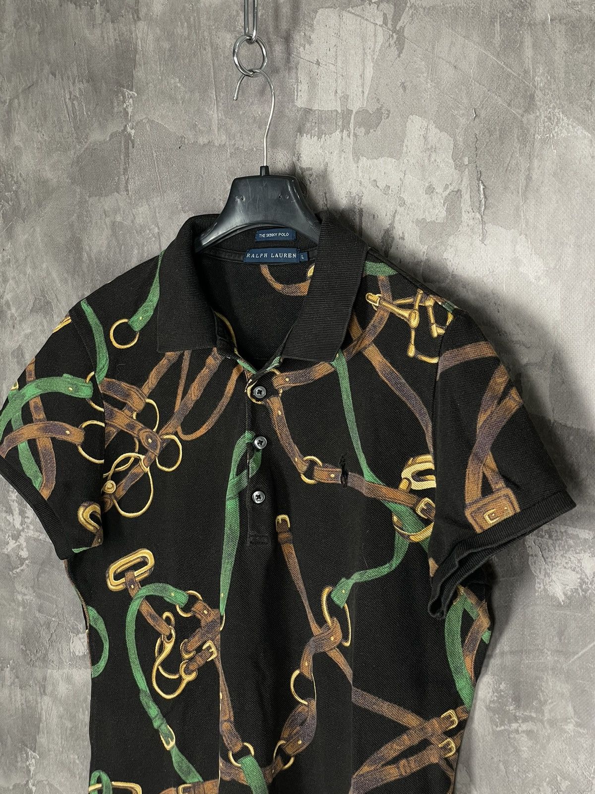 Polo Ralph Lauren × Ralph Lauren Polo Ralph Lauren Vintage Crazy Chains And Belts Logo Polo T Size L / US 10 / IT 46 - 8 Thumbnail