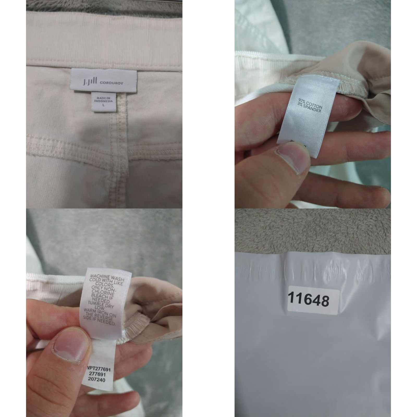 J. Jill J Jill Pants Womens Large White Corduroy Skinny High Rise Stretch Ankle Wide Inseam 28.5 in Casual Travel Regular Womens Size 36" / US 14 / IT 50 - 8 Thumbnail