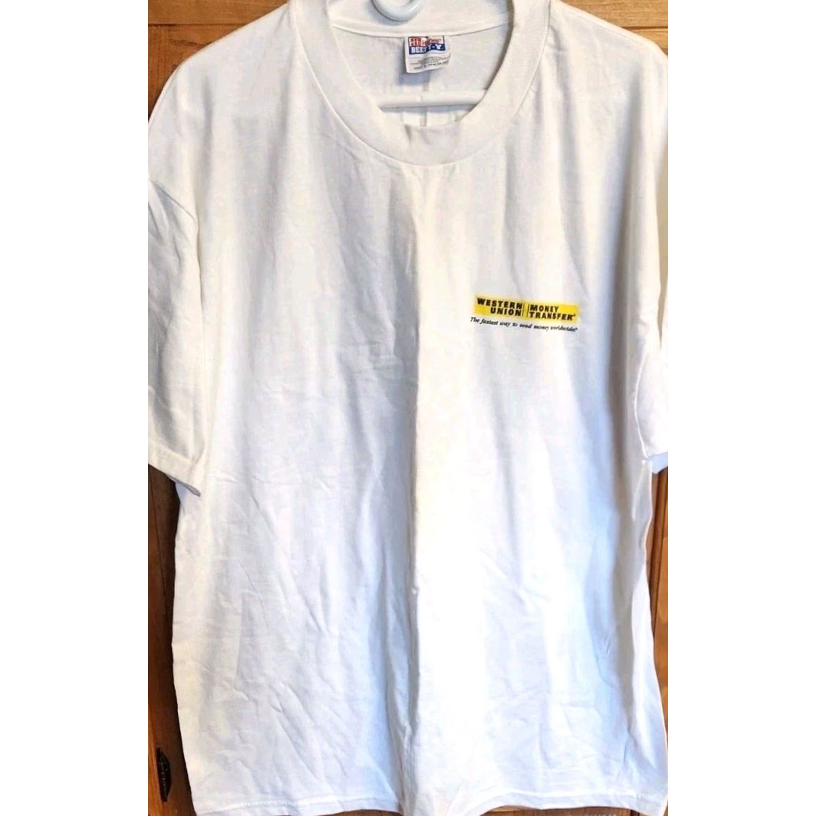 Hanes VINTAGE Hanes Western Union Money Transfer T Shirt Men's XL Double Sided White Cotton Graphic Print 90s Retro Money Theme Mens Size US XL / EU 56 / 4 - 3 Thumbnail