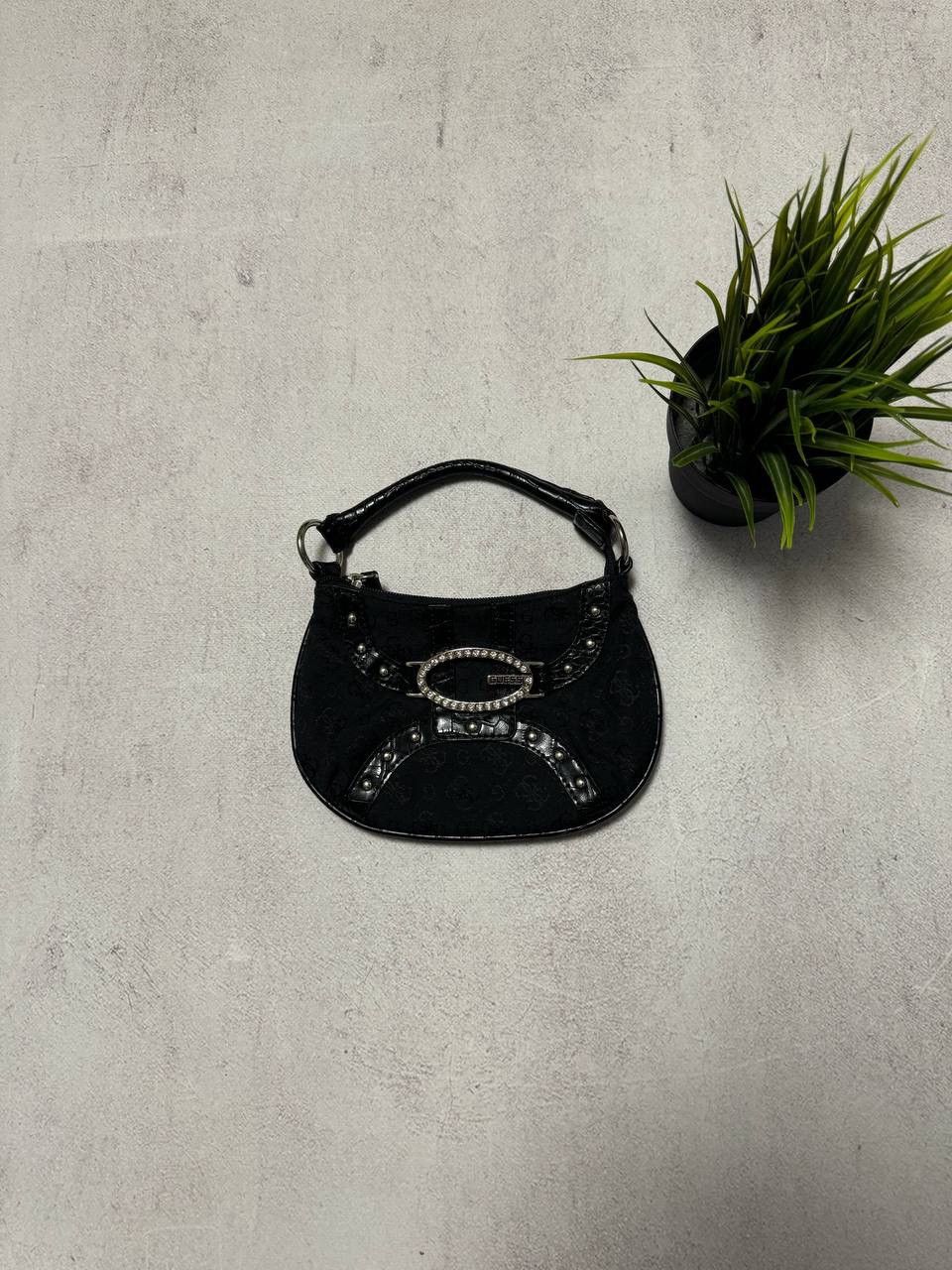 Guess × Vintage Vintage Guess Baguette Bag Mini Rhinestones Black Size ONE SIZE - 1 Thumbnail