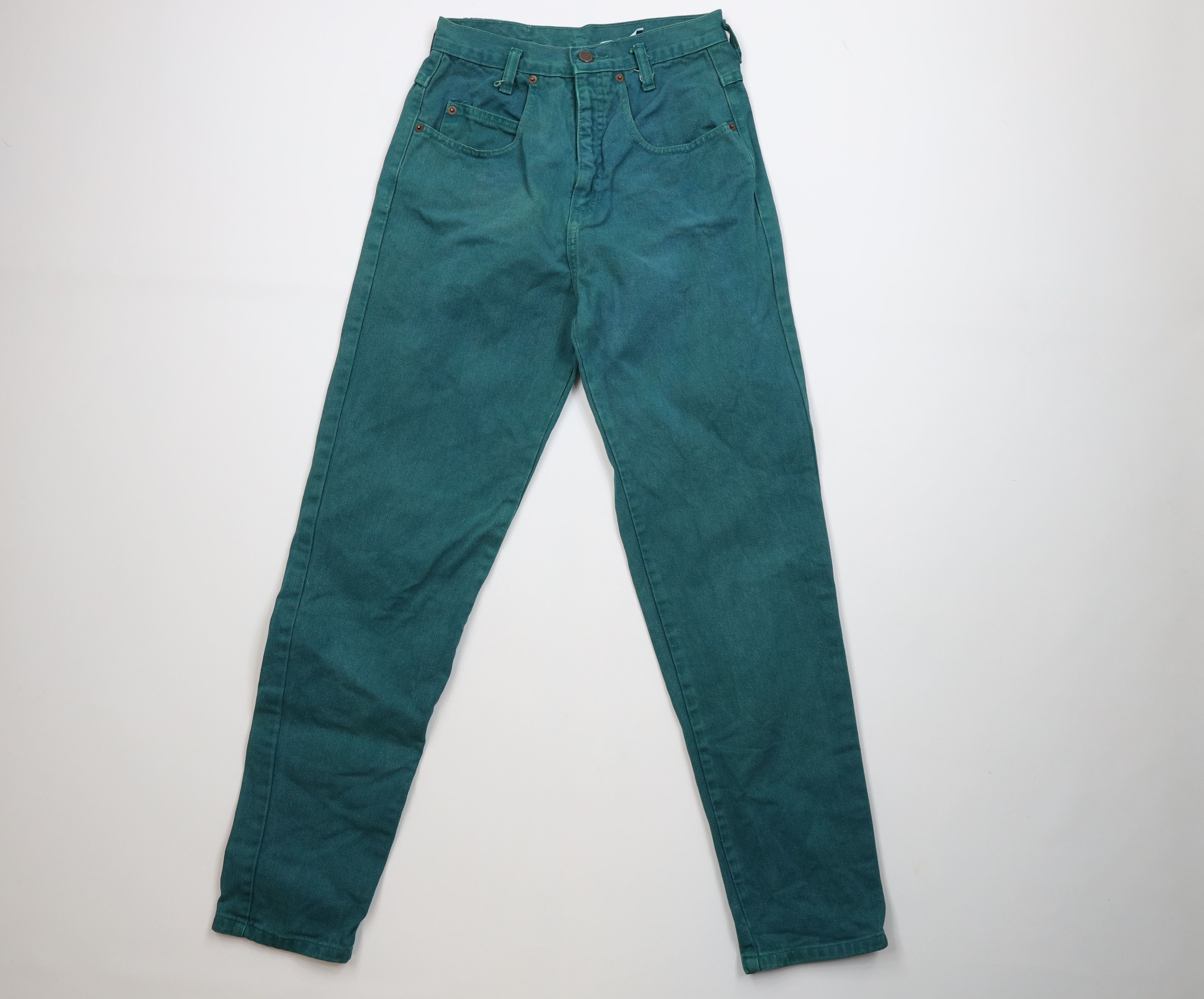 Vintage Vintage 90s Streetwear Relaxed Straight Leg Jeans Green Size 25" / US 0 / IT 36 - 1 Thumbnail