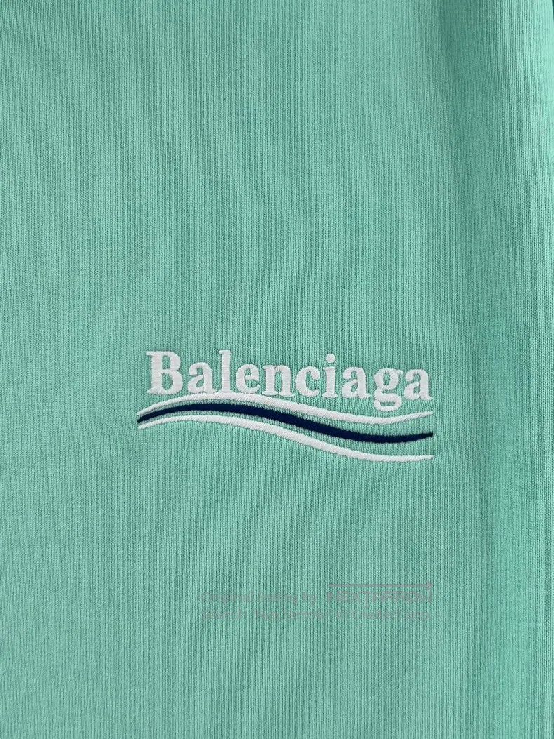 Balenciaga Balenciaga Men's Mint Green Cotton Embroidered Hooded Swea Size US S / EU 44-46 / 1 - 3 Thumbnail
