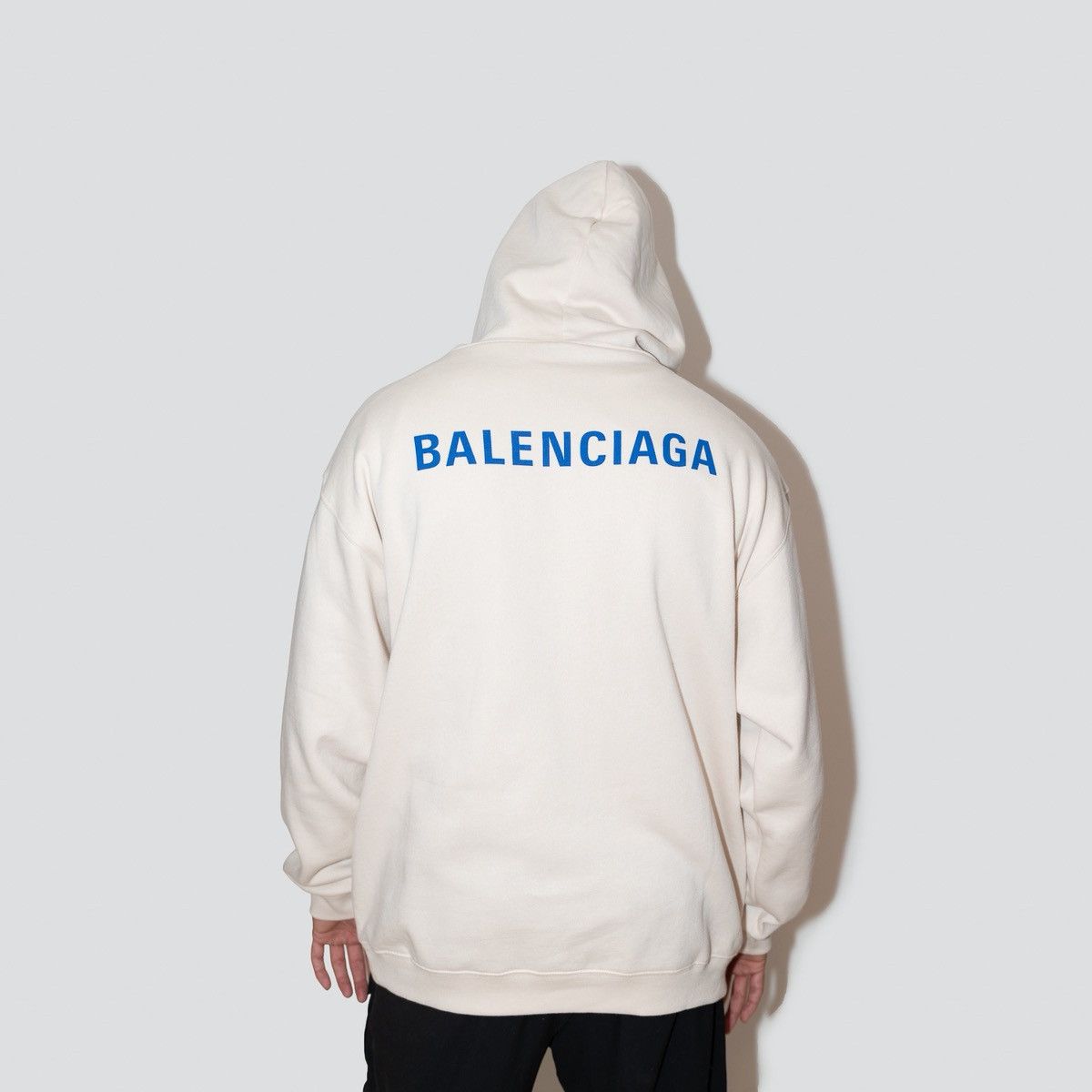 Balenciaga Balenciaga Beige Hoodie with Blue Logo Size US L / EU 52-54 / 3 - 2 Thumbnail