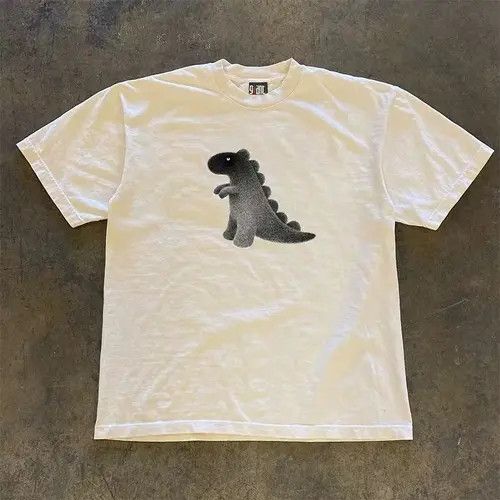 Other White retro dinosaur print cotton t-shirt Size US L / EU 52-54 / 3 - 6 Thumbnail