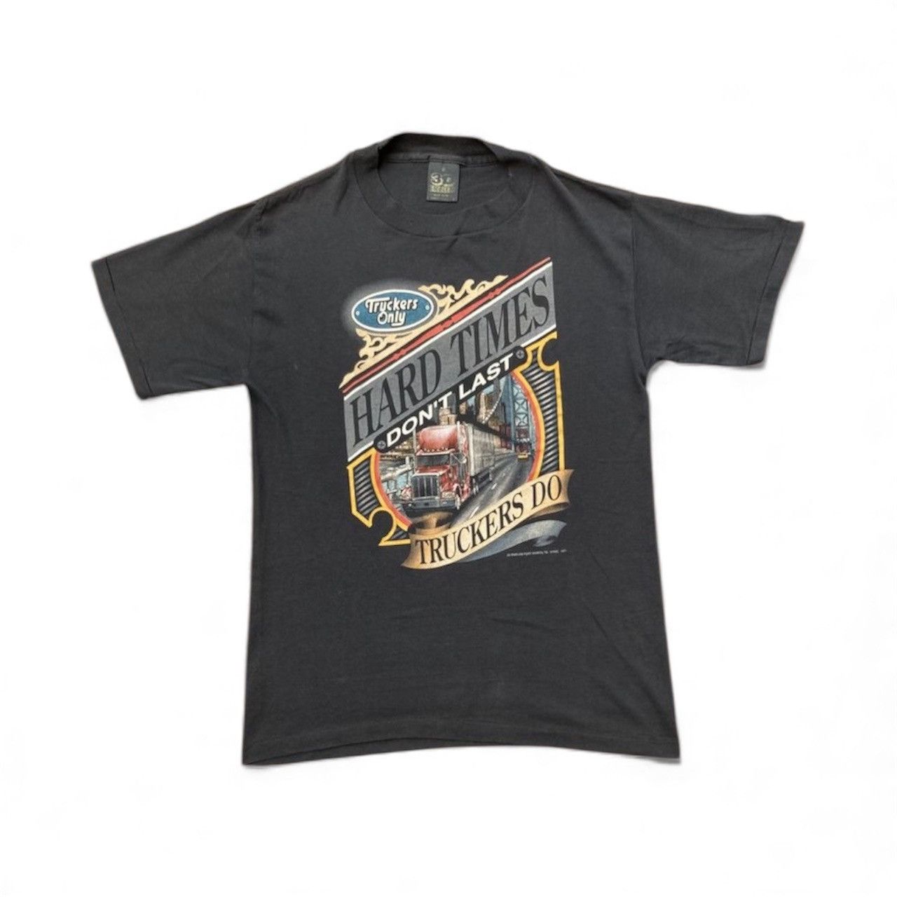Vintage 80s Harley Davidson Truckers Only 3D Emblem T Shirt