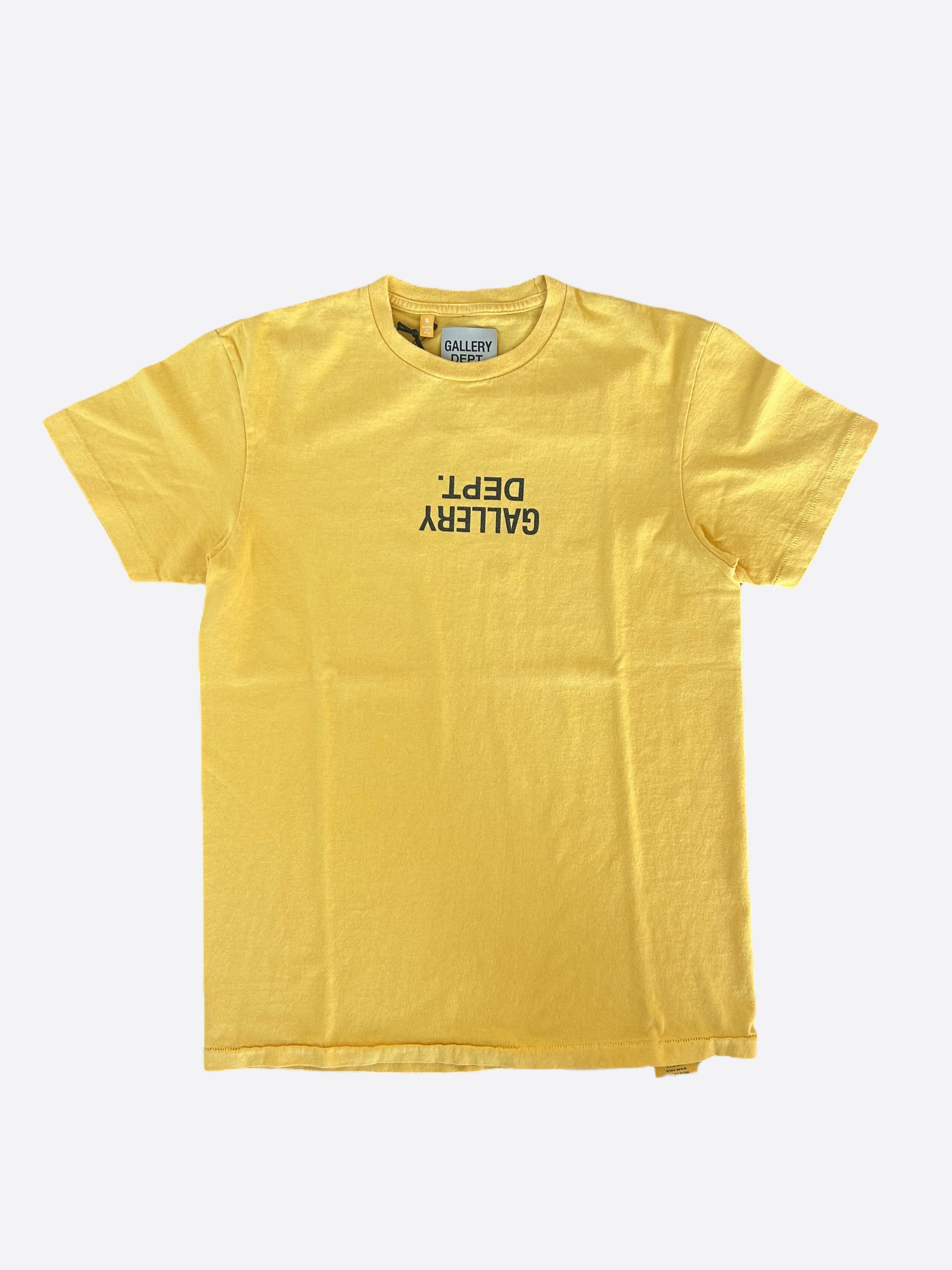 image of Gallery Dept Yellow & Black Upside Down Logo T-Shirt, Men's (Size Medium)