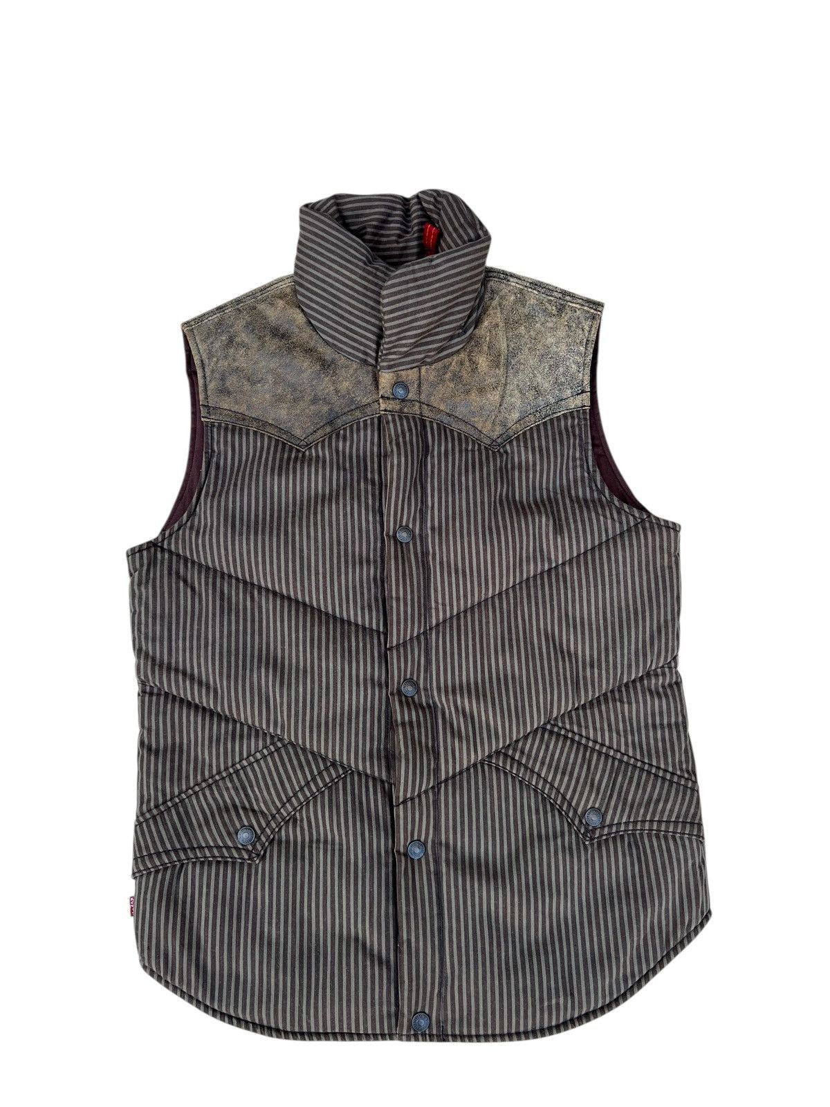 Levi's Vintage 2003 Levi’s Redloop Waxed Hybrid Leather puffer Vest Size US M / EU 48-50 / 2 - 1 Thumbnail