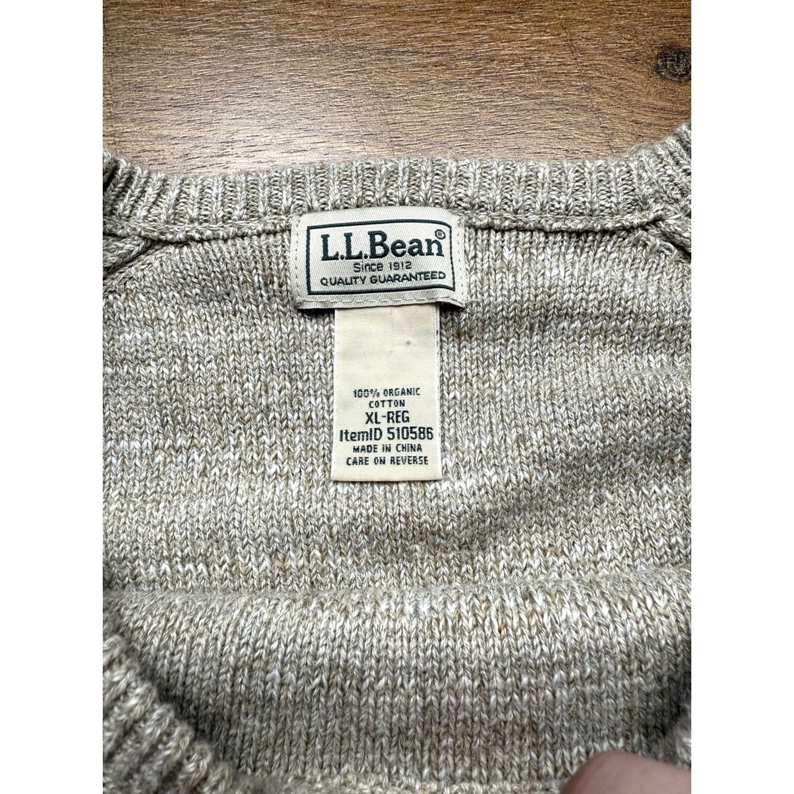 Vintage VINTAGE LL Bean Mens XL Organic Cotton Crew Neck Long Sleeve Knit Sweater Oatmeal Beige Size US XL / EU 56 / 4 - 5 Thumbnail