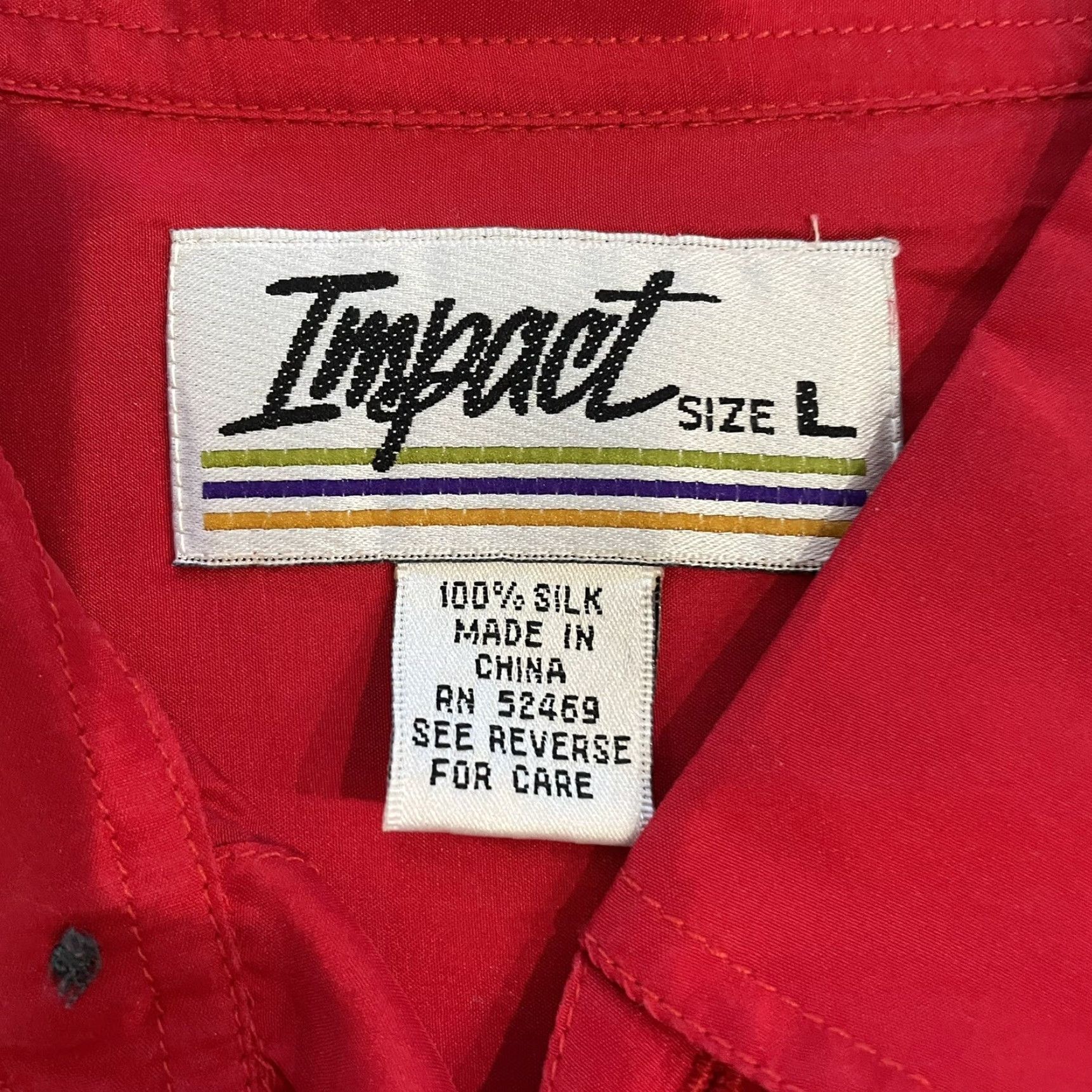 Vintage Impact Button-Up Shirt Men L Short Sleeve Silk Red 100% Men's Size L Mens Red Silk Button-Down Shirt Size US L / EU 52-54 / 3 - 4 Thumbnail