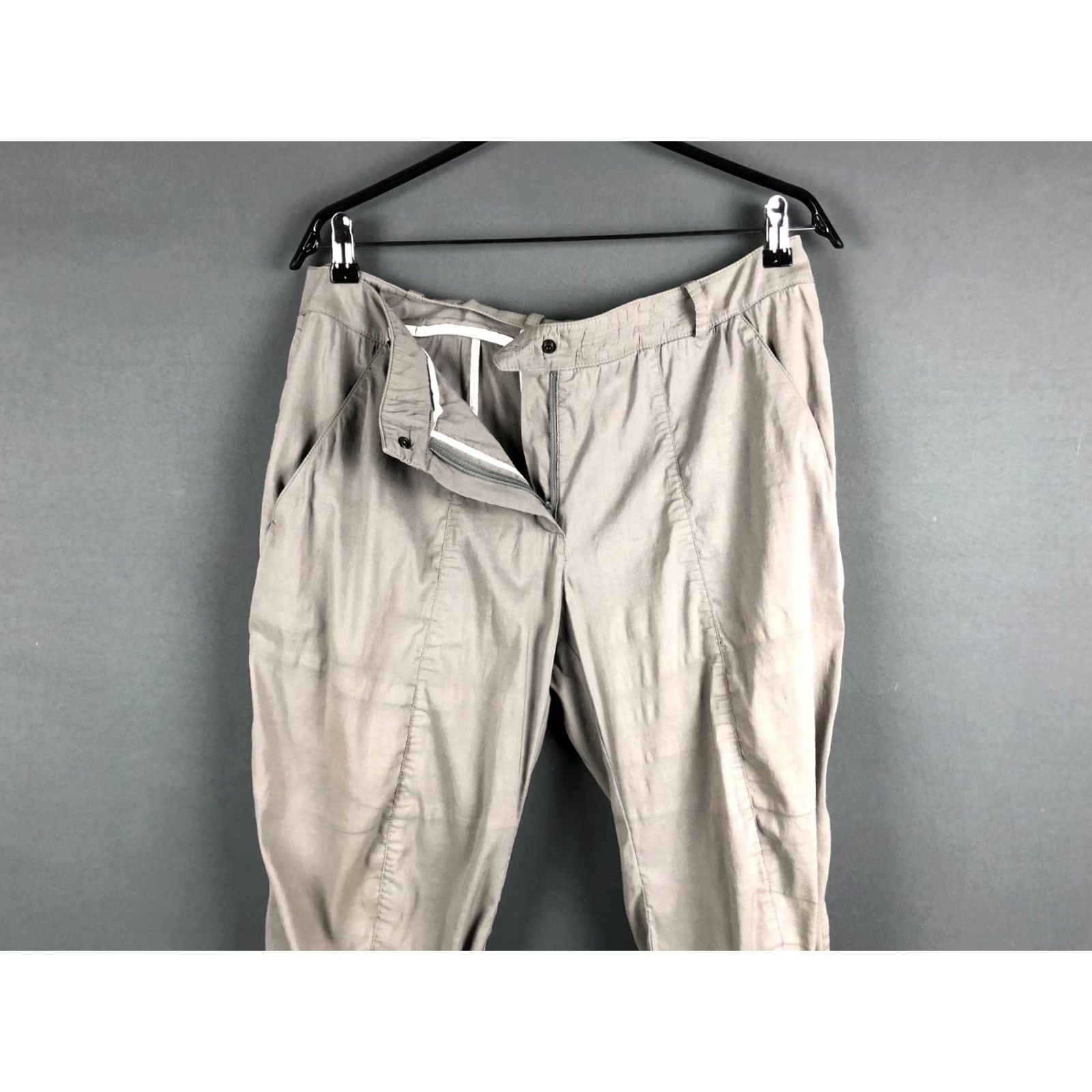Vintage Annette Gortz Women's Pants Gray Linen Blend Size 42 Wide-Leg Size 28" / US 6 / IT 42 - 6 Thumbnail