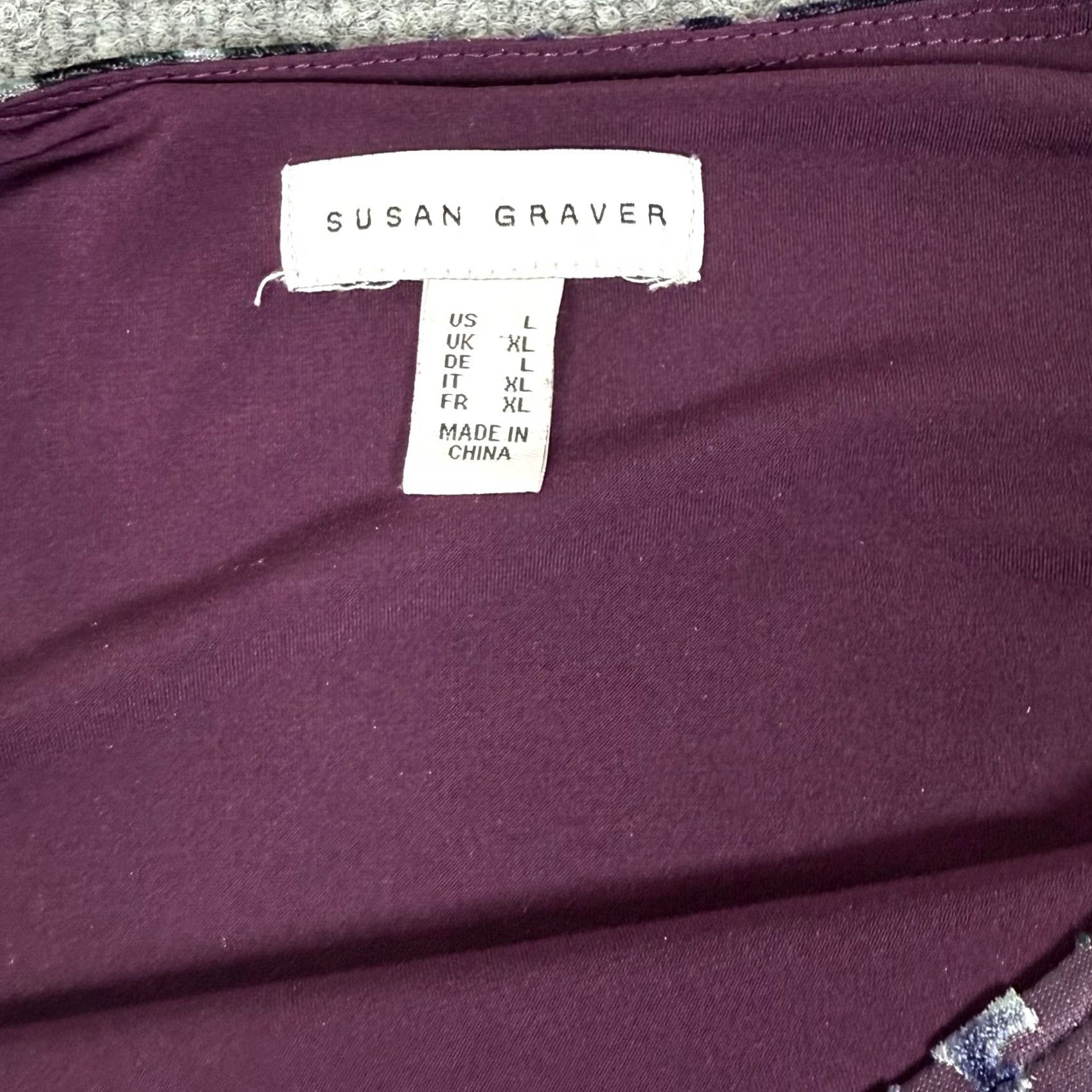 Vintage Susan Graver Round Neck Velvet Burnout Floral Top Long Sleeve Tunic Women L Purple Vintage No Size L / US 10 / IT 46 - 7 Thumbnail