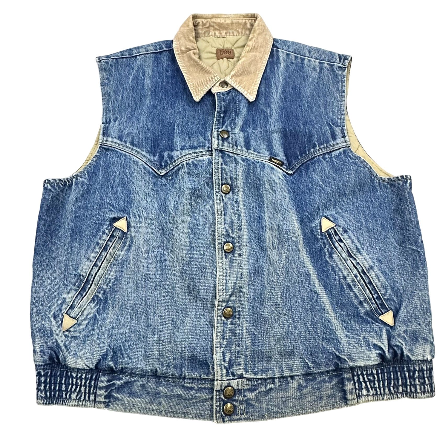 Lee VINTAGE Lee Vest Mens XL Blue Denim Corduroy Collar Quilted Lined Made USA 90s Size US XL / EU 56 / 4 - 2 Thumbnail