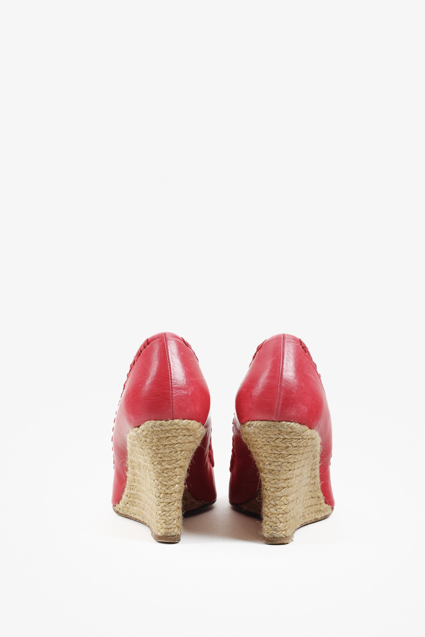 Lanvin Lanvin Pink Leather Ribbon Accent Wedge Espadrilles Size US 10.5 / IT 40.5 - 3 Thumbnail