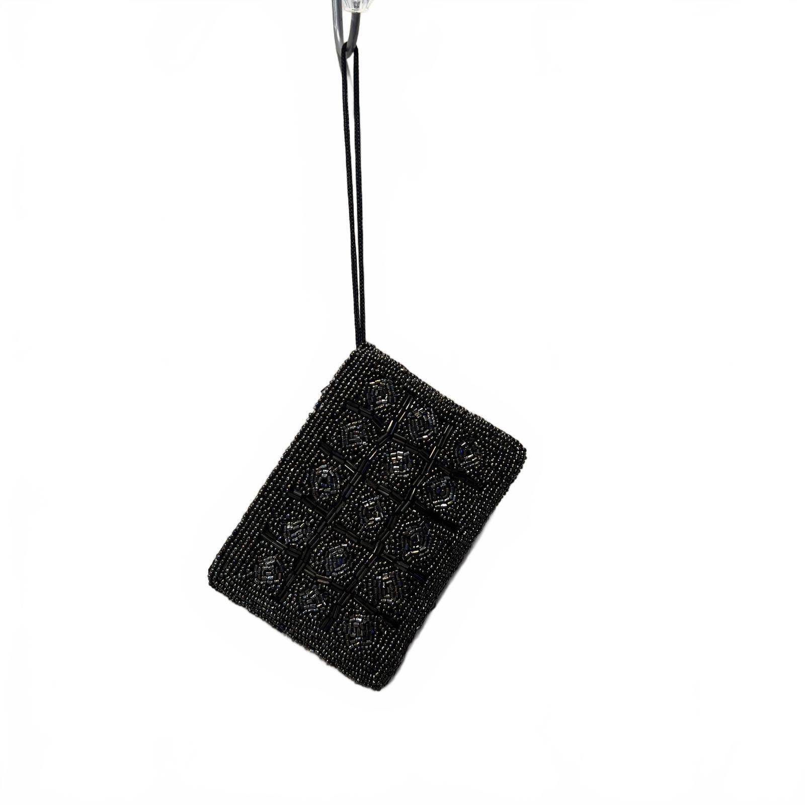 The Unbranded Brand Elegant Black Beaded Wristlet Clutch Size ONE SIZE - 4 Thumbnail