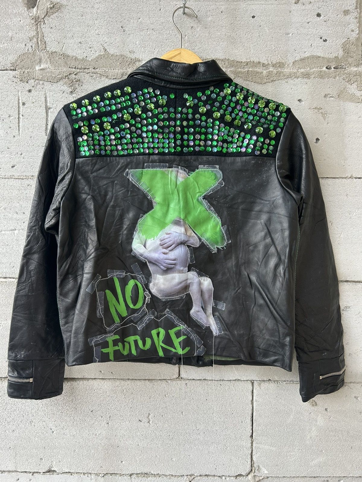 No Future No Future Hand Painted Custom Leather Jacket Size S / US 4 / IT 40 - 3 Thumbnail