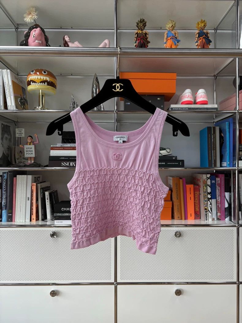 Chanel Chanel Elastic pleated logo pink cotton vest Size XXS / US 00 / IT 34 - 1 Thumbnail