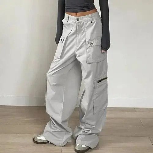 Japanese Brand Women's low rise wide leg cargo pants Size 28" / US 6 / IT 42 - 1 Thumbnail