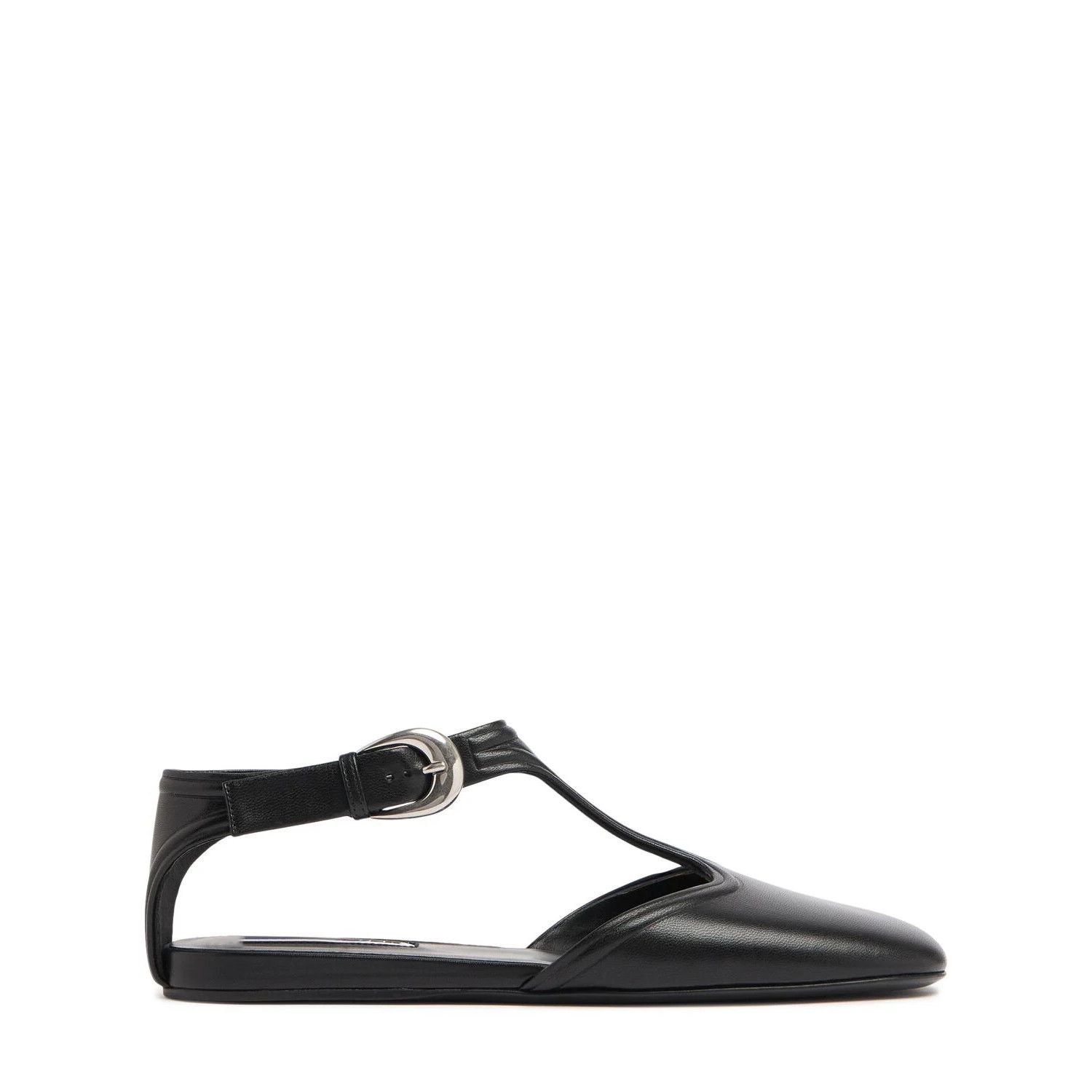 JIL SANDER $1250 Black Leather Mary Jane Flats New & Authent