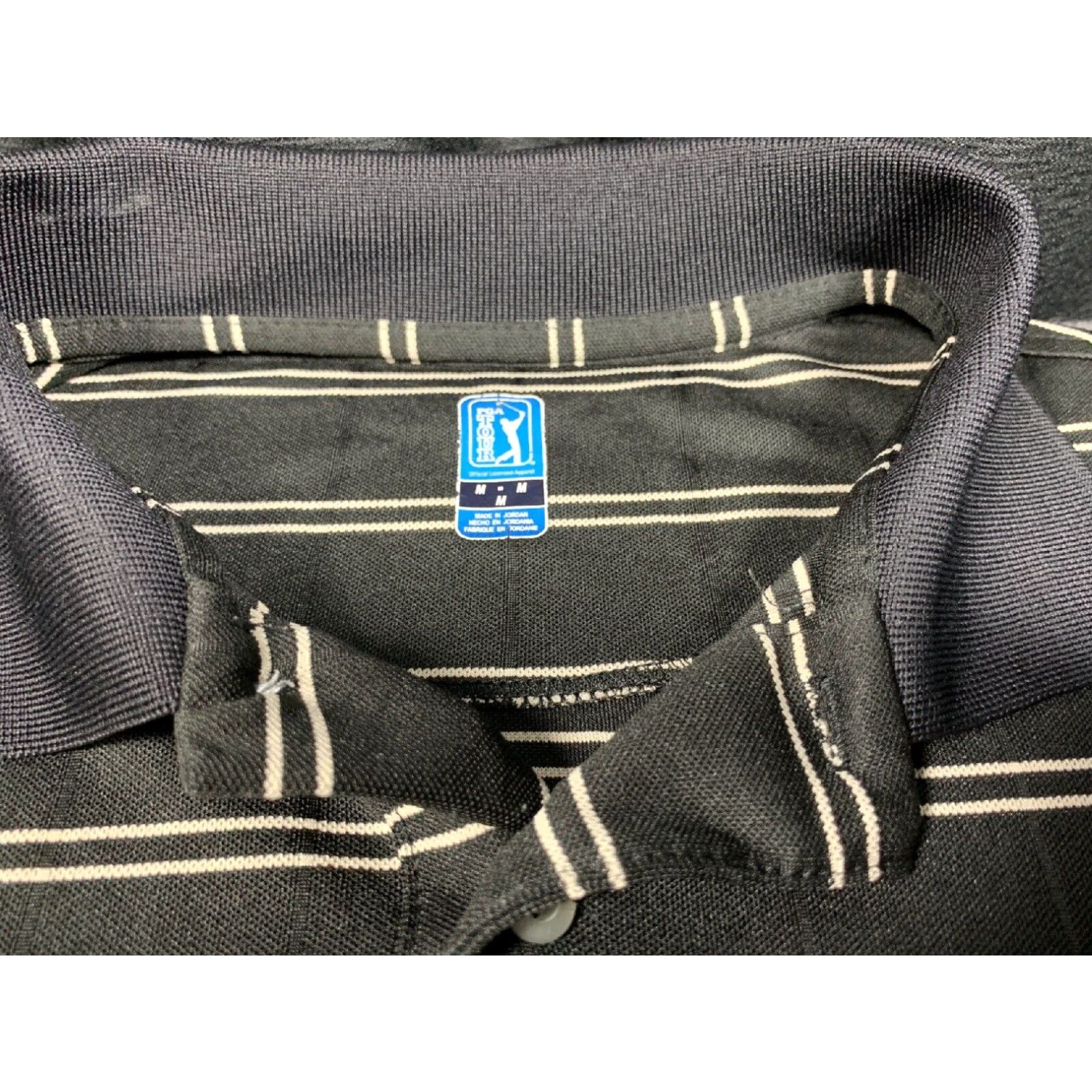 PGA Tour PGA Tour Black Striped Men's Short Sleeve Polo Shirt - Medium Size US XL / EU 56 / 4 - 4 Thumbnail