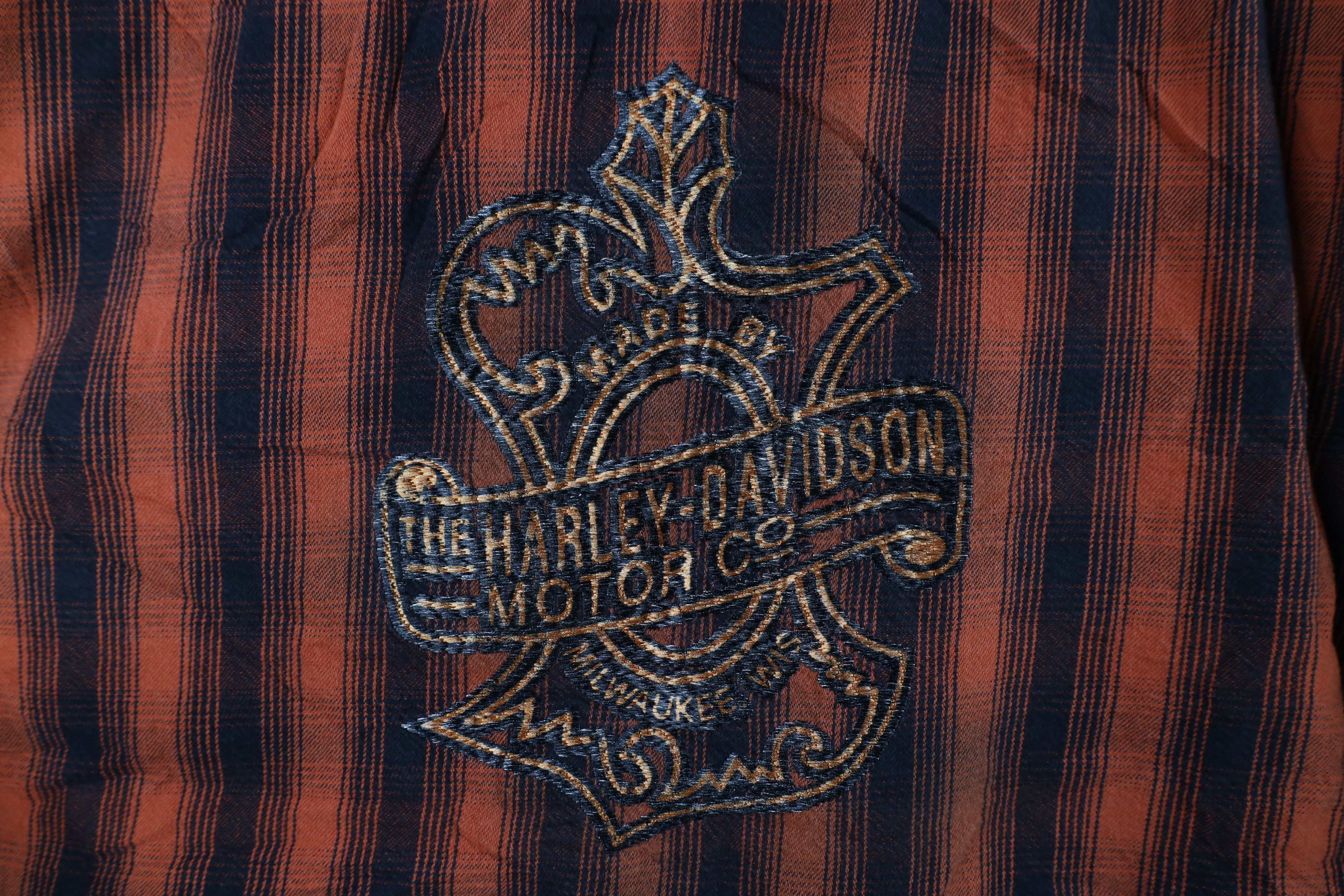 Harley Davidson × Vintage Vintage Harley Davidson Out Collared Flannel Button Shirt Size US XL / EU 56 / 4 - 8 Thumbnail