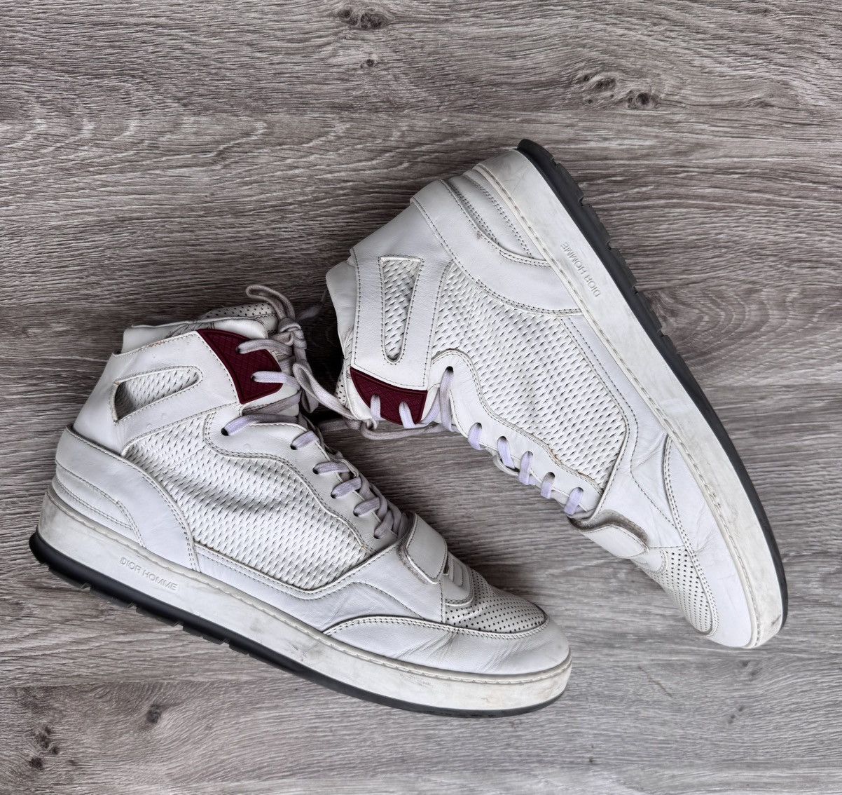 Dior Homme SS05 ヒゲ加工　ホワイトデニム　28 Dior × Hedi Slimane Dior Homme 05SS White Hi-top Sneakers | Grailed