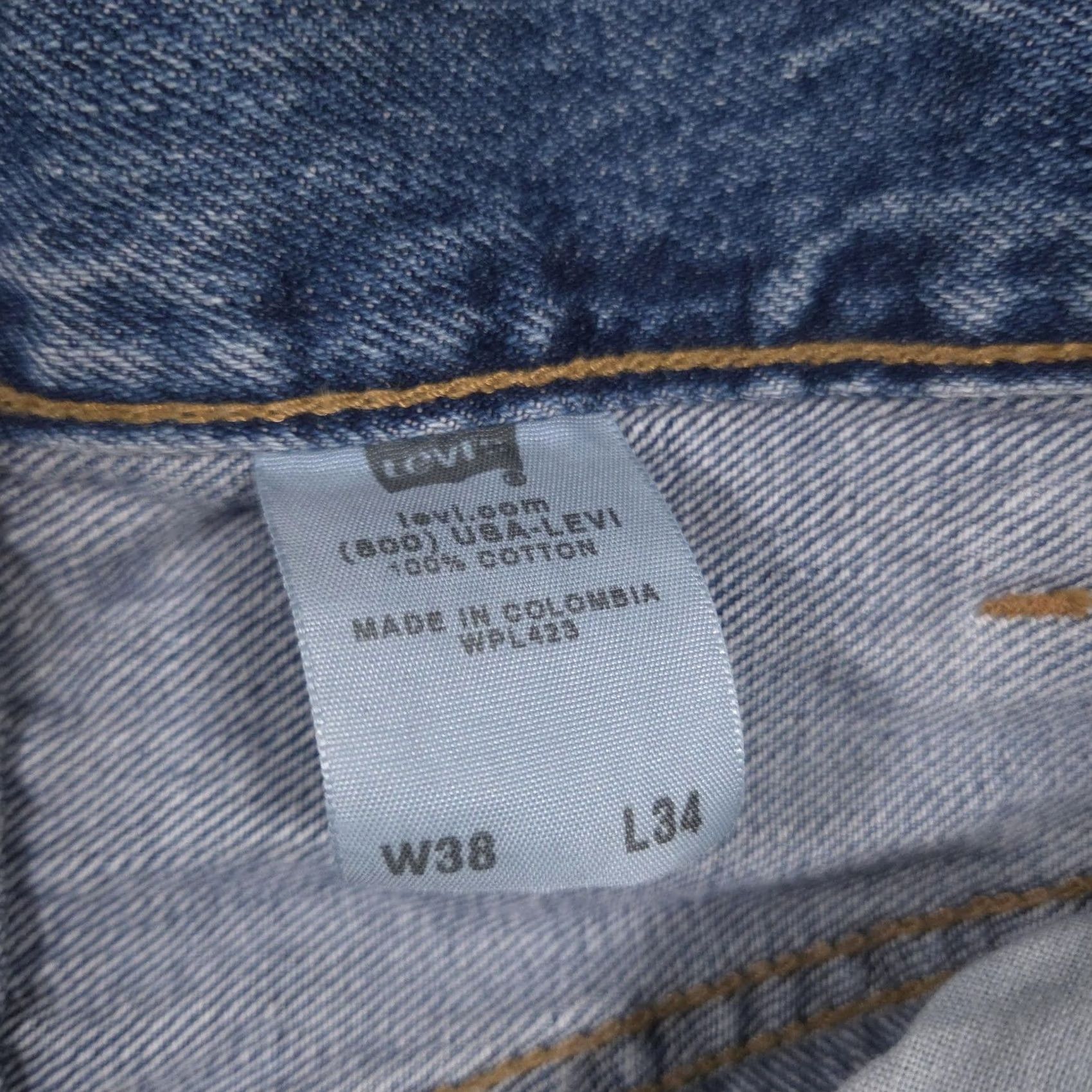 Levi's Levi's 501 Jeans Mens 38x34 Medium Blue Button Fly Straight Leg Denim Red Tab Shirt? Size US 38 / EU 54 - 7 Thumbnail