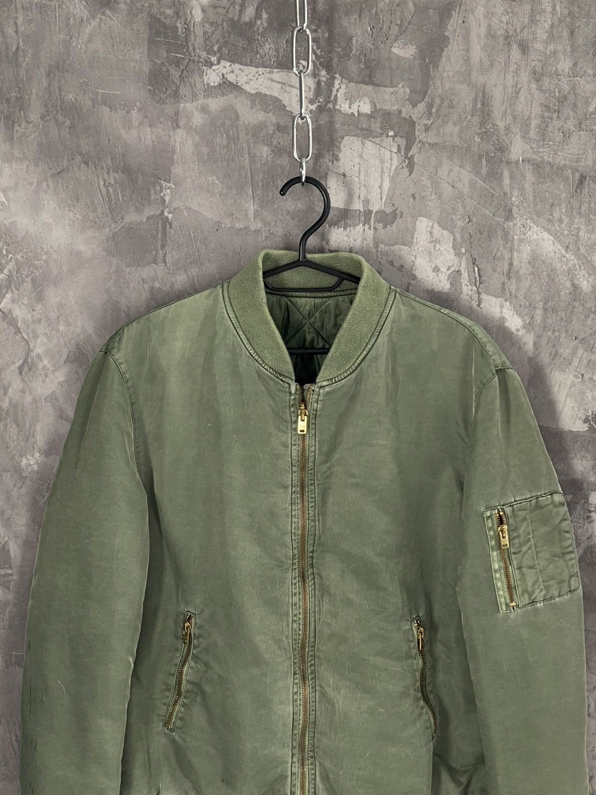 Designer × Japanese Brand Vintage Green MA-1 Reversible Cropped Bomber Jacket Size M / US 6-8 / IT 42-44 - 2 Thumbnail