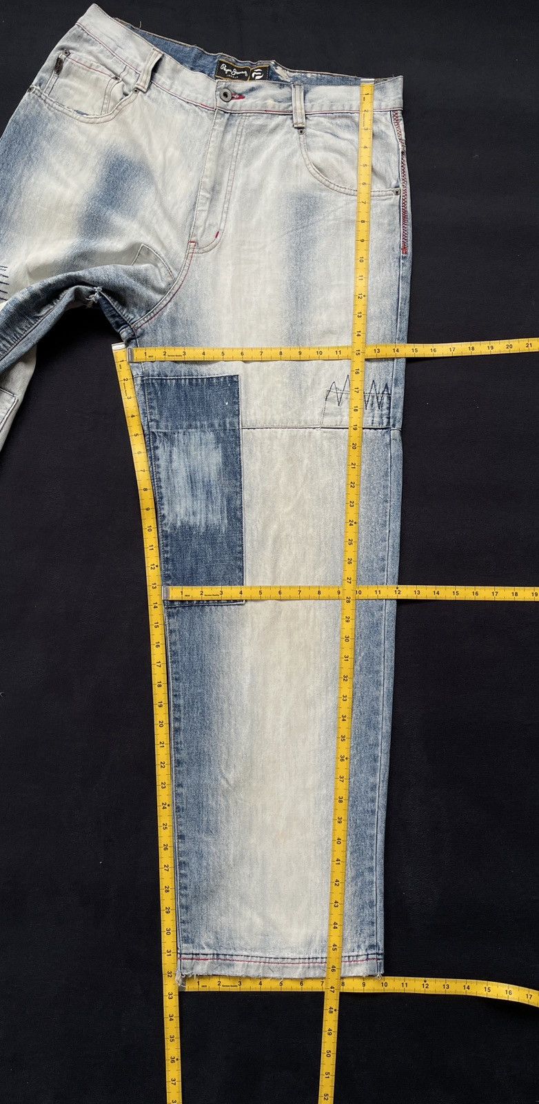 Designer × Pepe Jeans Pepe Jeans Patchwork Baggy Jeans Size US 35 - 18 Thumbnail