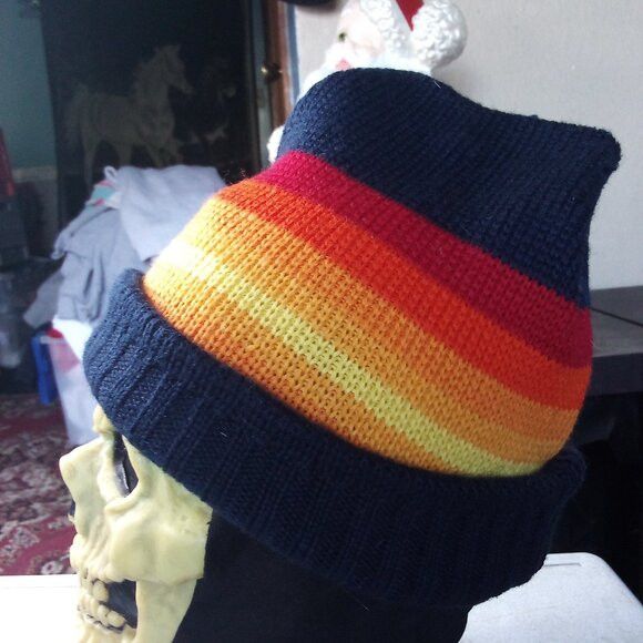 Vintage Vintage 80s Smiley Stiped Wool Winter Ski Hat Beanie Size ONE SIZE - 4 Thumbnail