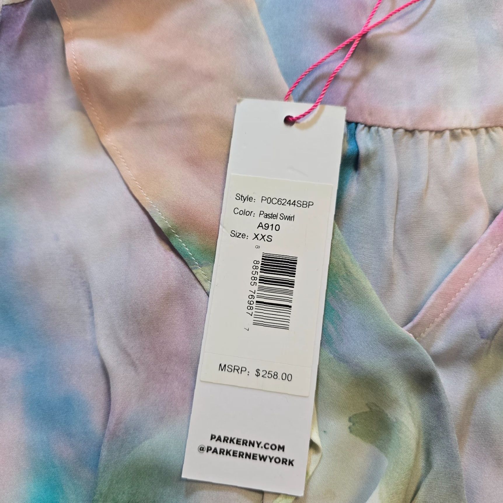 Parker Parker Top Womens XXS Pink Blue Watercolor Silk V Neck Peplum Blouse Shirt Blouse Womens Size XXS / US 00 / IT 34 - 6 Thumbnail