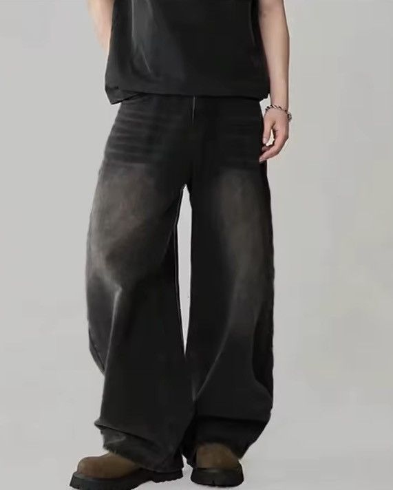 Baggy loose fit wash faded denim jeans