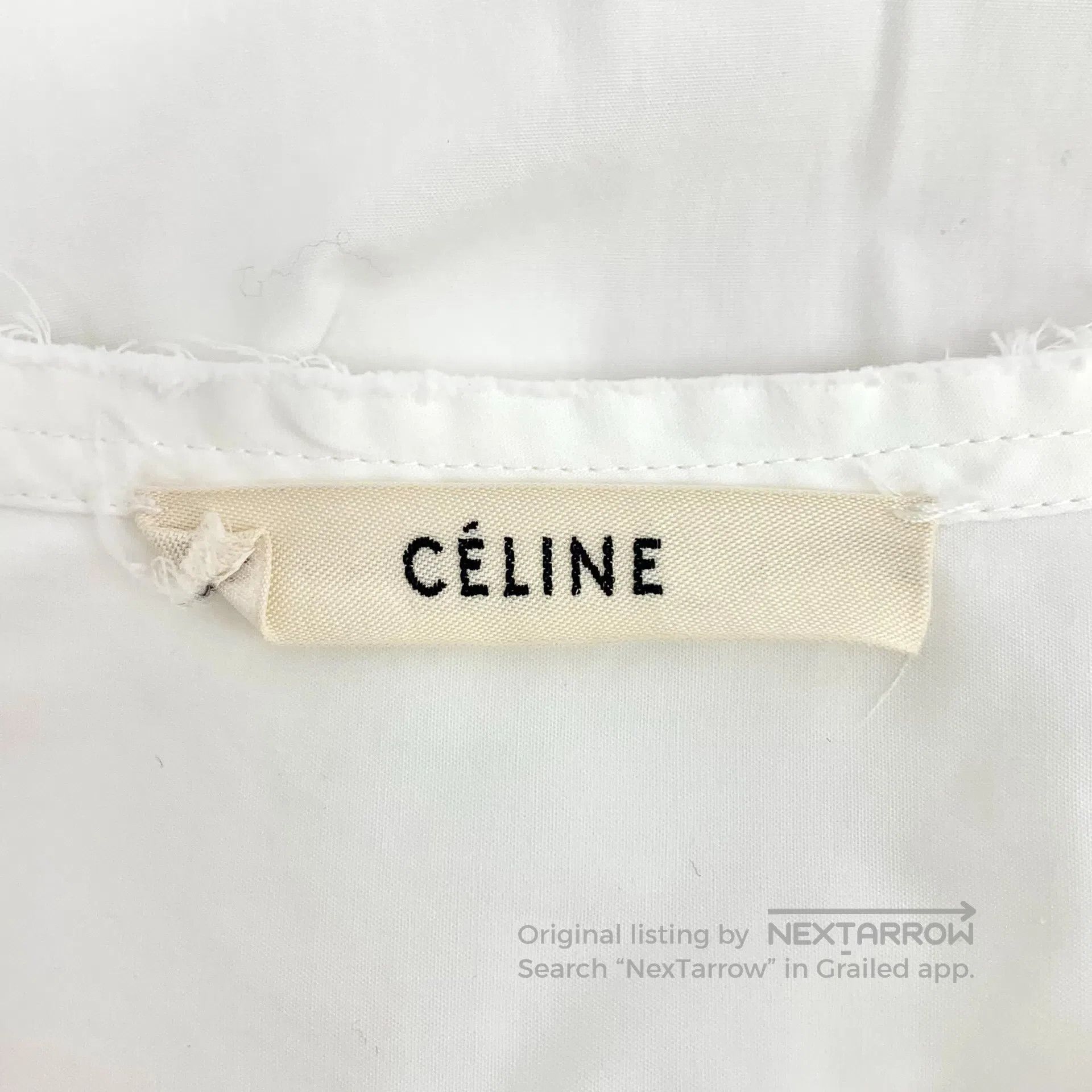 Celine CELINE White cotton round neck long sleeve shirt| Size S / US 4 / IT 40 - 5 Thumbnail