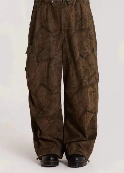 Jean Retro leaf pattern workwear drawstring casual trousers Size US 30 / EU 46 - 2 Thumbnail