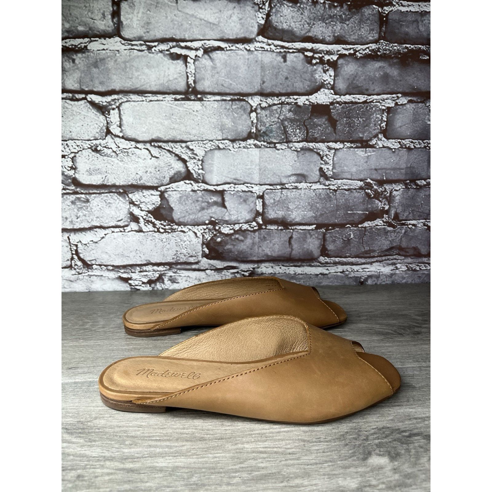 Madewell Madewell The Erica Peep-Toe Mule in English Saddle tan leath Size US 6.5 / IT 36.5 - 3 Thumbnail