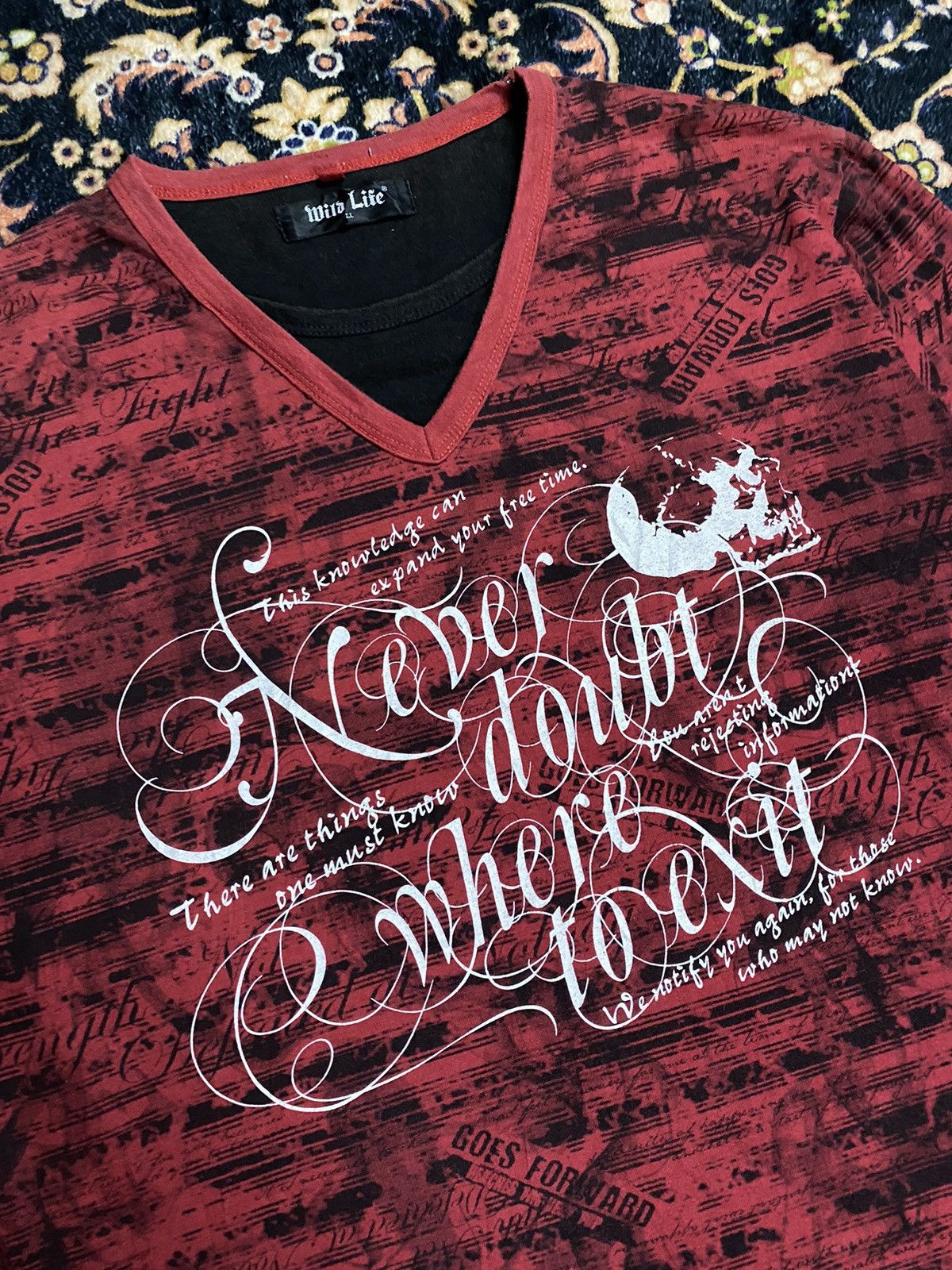 If Six Was Nine × Japanese Brand × Le Grande Bleu (L.G.B.) wild life poem smoke skull double layer longsleeve Size US L / EU 52-54 / 3 - 2 Thumbnail
