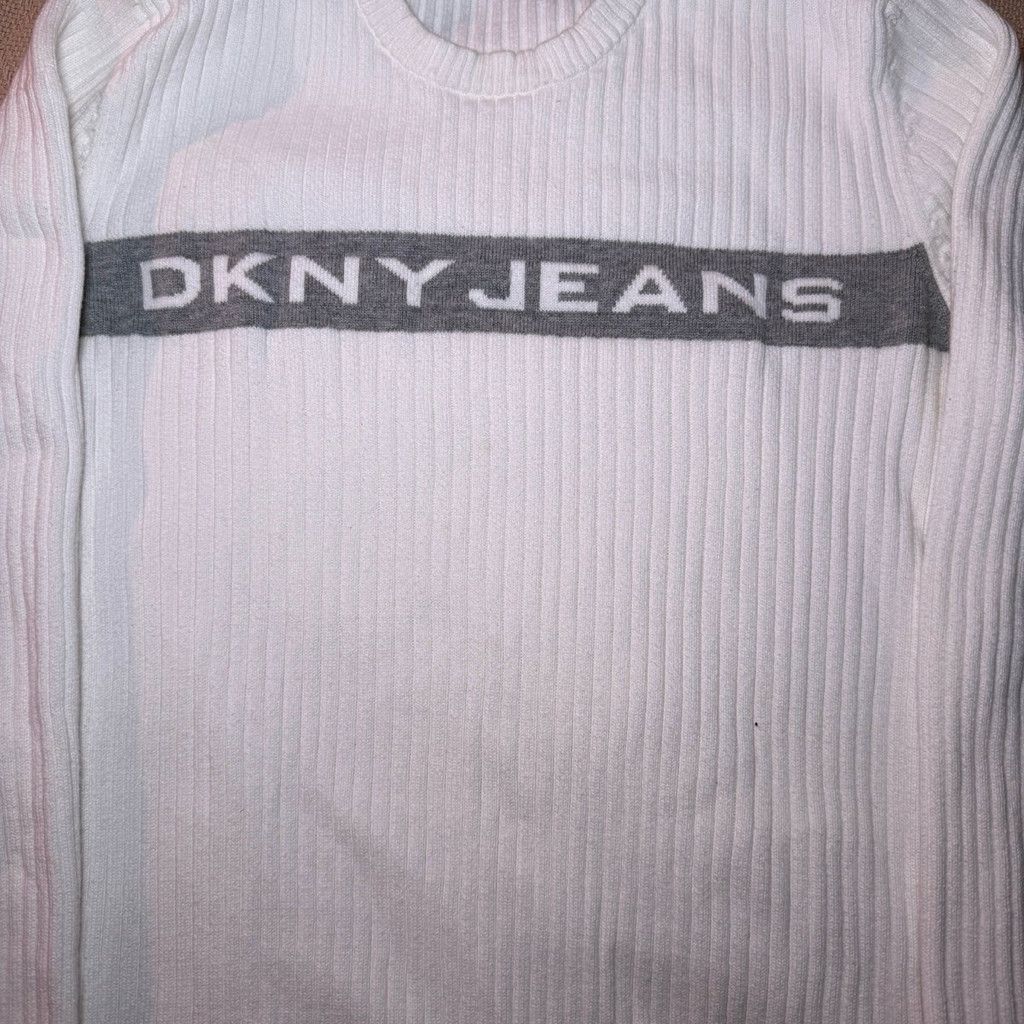DKNY Vintage Y2K DKNY White Jeans Knit Crewneck Sweater Size L / US 10 / IT 46 - 3 Thumbnail
