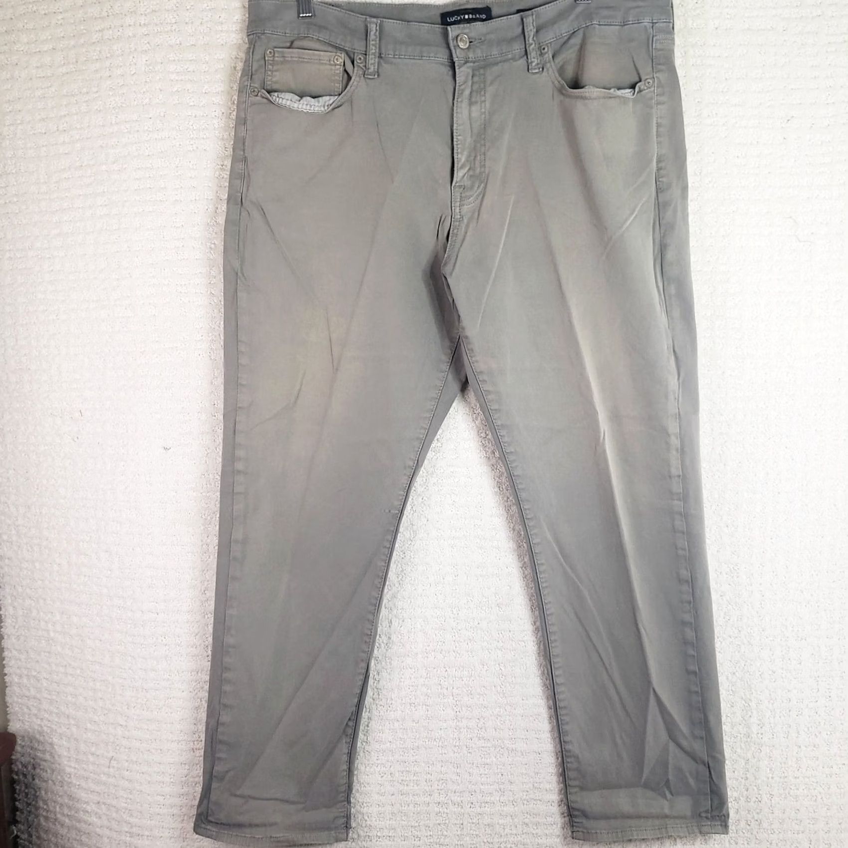 Lucky Brand Lucky Brand 410 Pants Mens 38x30 Gray Athletic Slim Stretch Chino Casual 5-Pocket Zipper Jeans Size US 38 / EU 54 - 2 Thumbnail