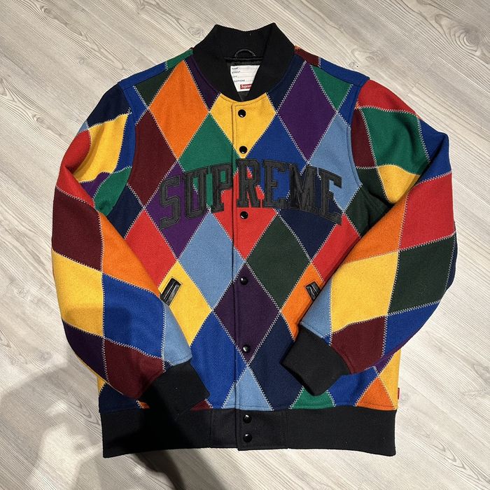 Supreme SUPREME HARLEQUIN WOOL VARSITY JACKET 2015 | Grailed