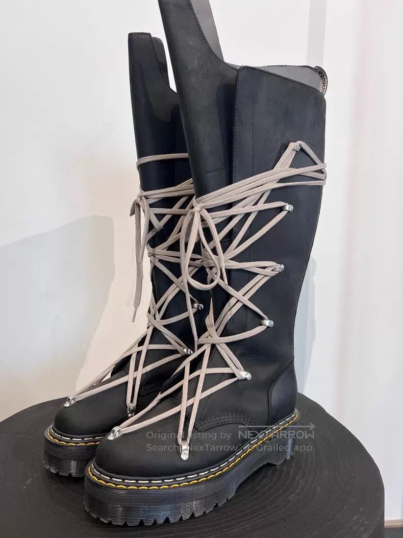 Rick Owens Rick Owens Crazy laced high-top boots with Dr. Martens col Size US 9 / EU 42 - 1 Thumbnail