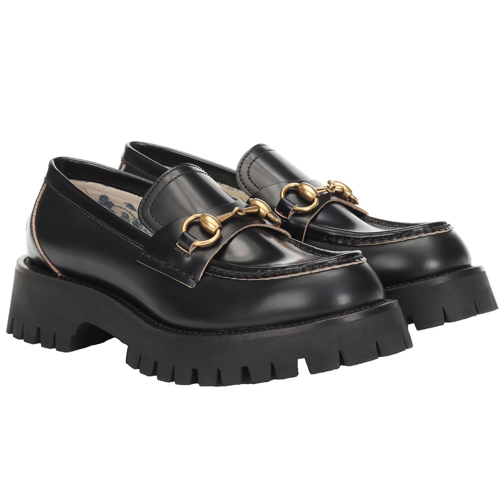 Gucci Gucci Cordovan Black Leather Horsebit Lug Sole Flat Platform Size US 8.5 / IT 38.5 - 1 Thumbnail