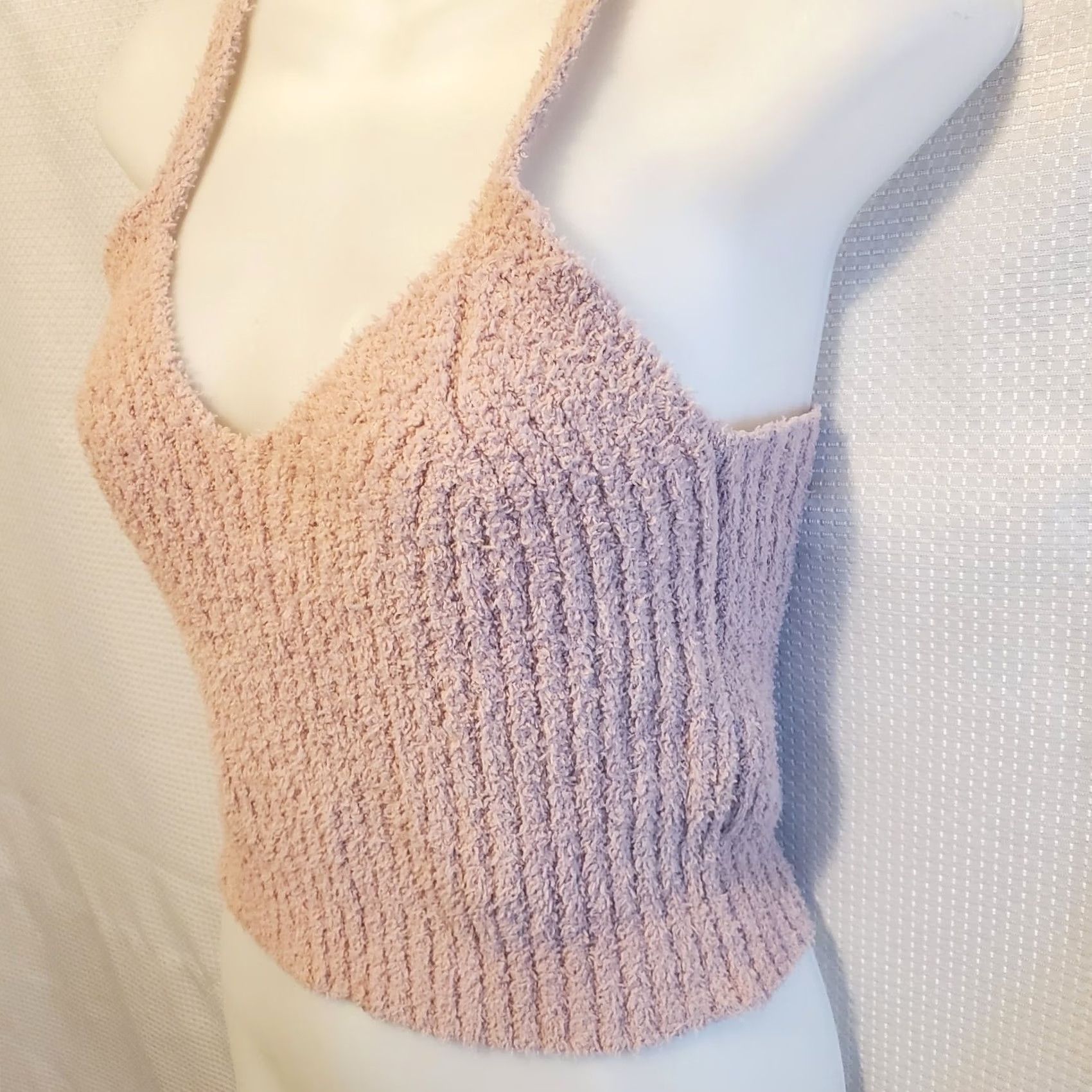 Vintage Altar'd State Anthropologie Chenile Cropped Sexy Fuzzy Tank Top Sz XS Blush Pink Size XS / US 0-2 / IT 36-38 - 2 Thumbnail
