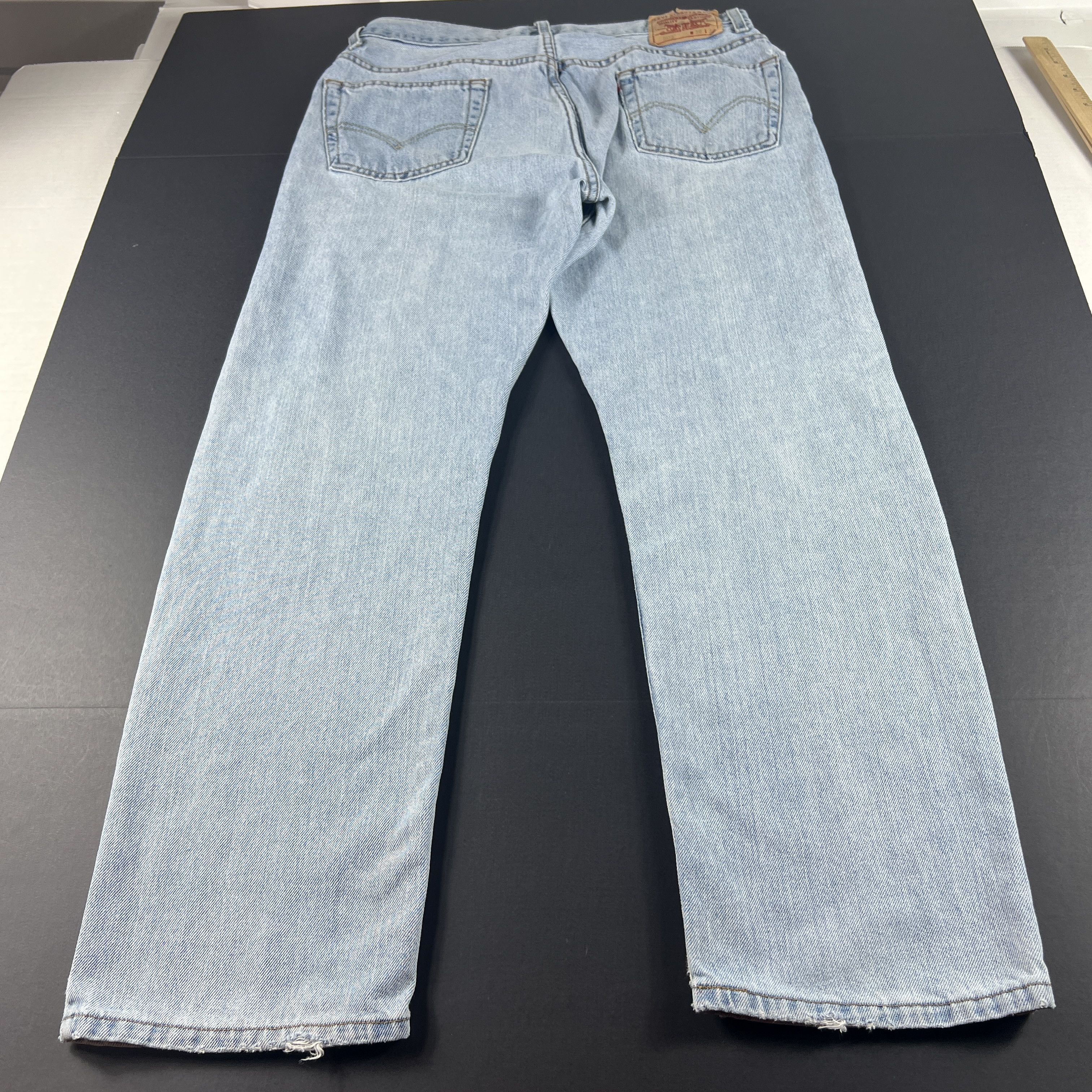 Levi's Y2K Levi's Jeans 505 Straight Light Blue Distressed Denim Size US 35 - 12 Thumbnail